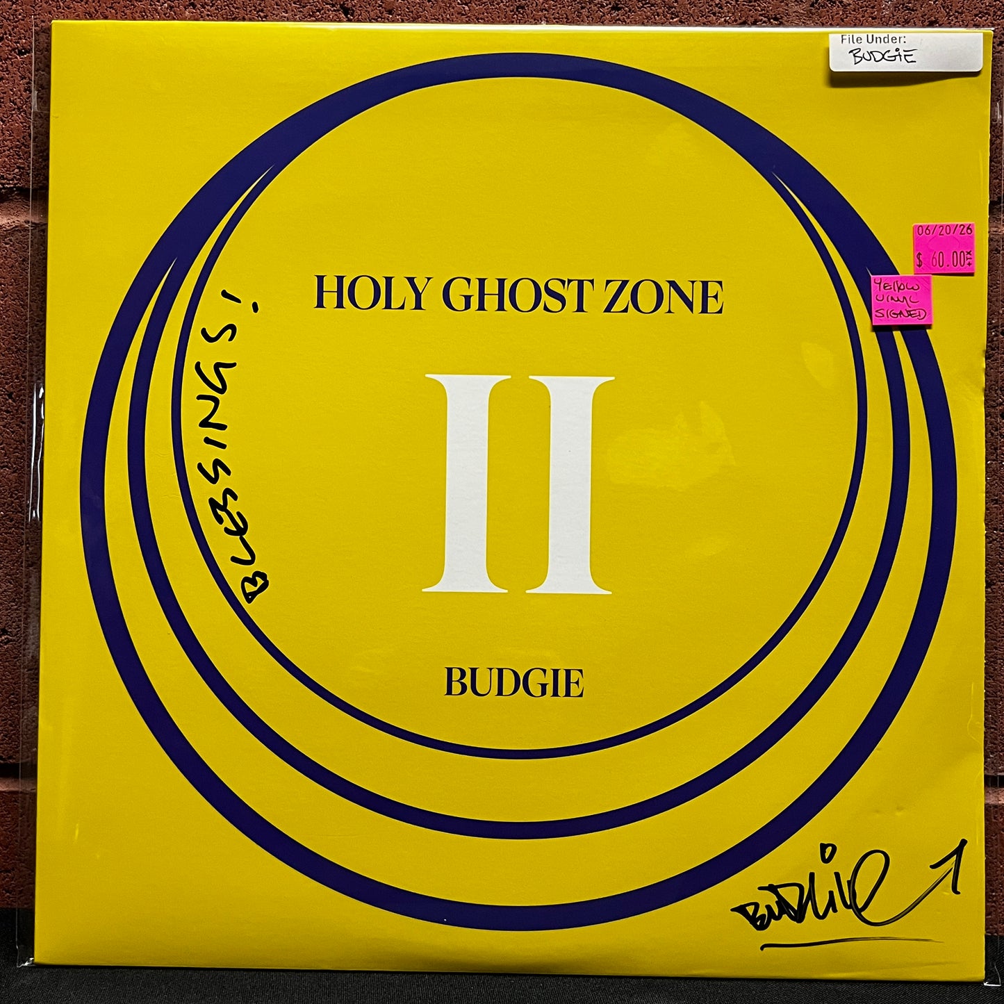 Used Vinyl: Budgie "Holy Ghost Zone II" LP (2020 Press - Yellow Vinyl - Signed)