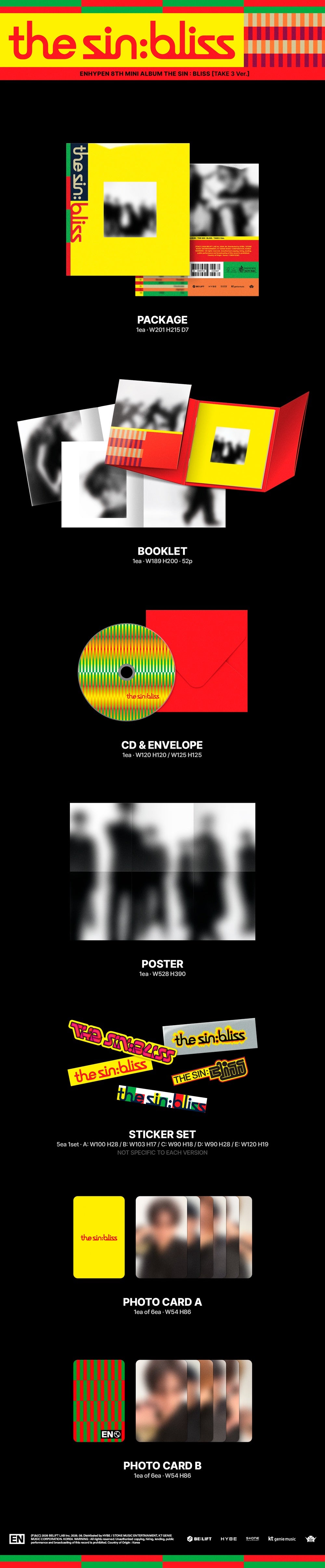 PRE-ORDER: ENHYPEN "THE SIN : BLISS" CD (TAKE 3 Ver.)