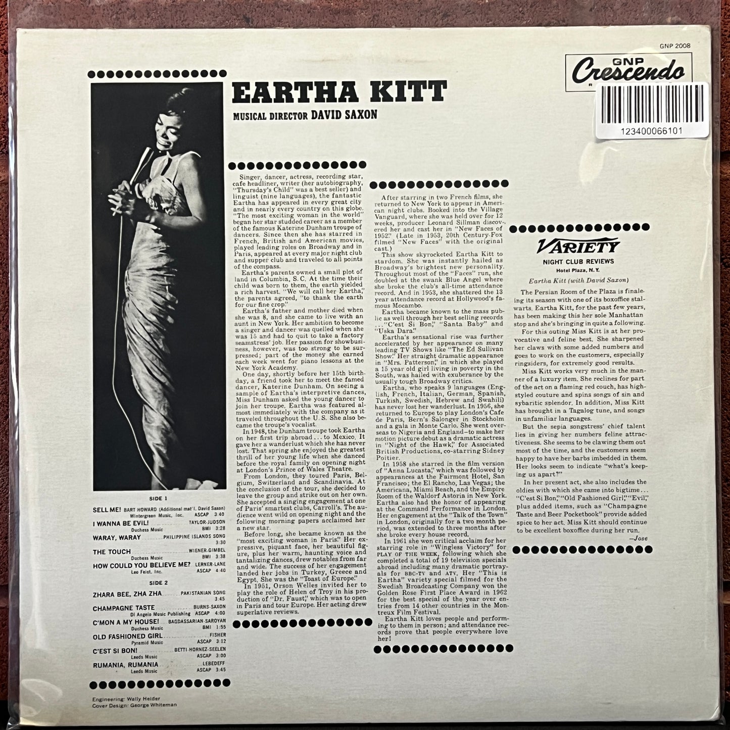 Used Vinyl: Eartha Kitt "In Person At The Plaza" LP