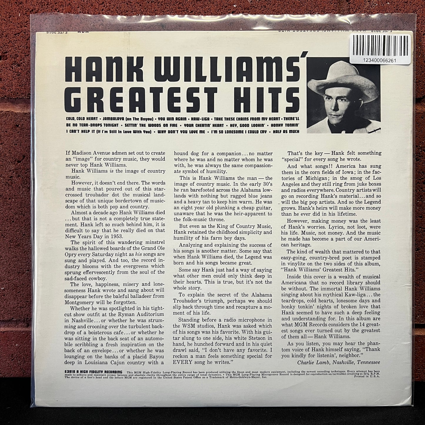 Used Vinyl: Hank Williams "Greatest Hits" LP (1961 Press)