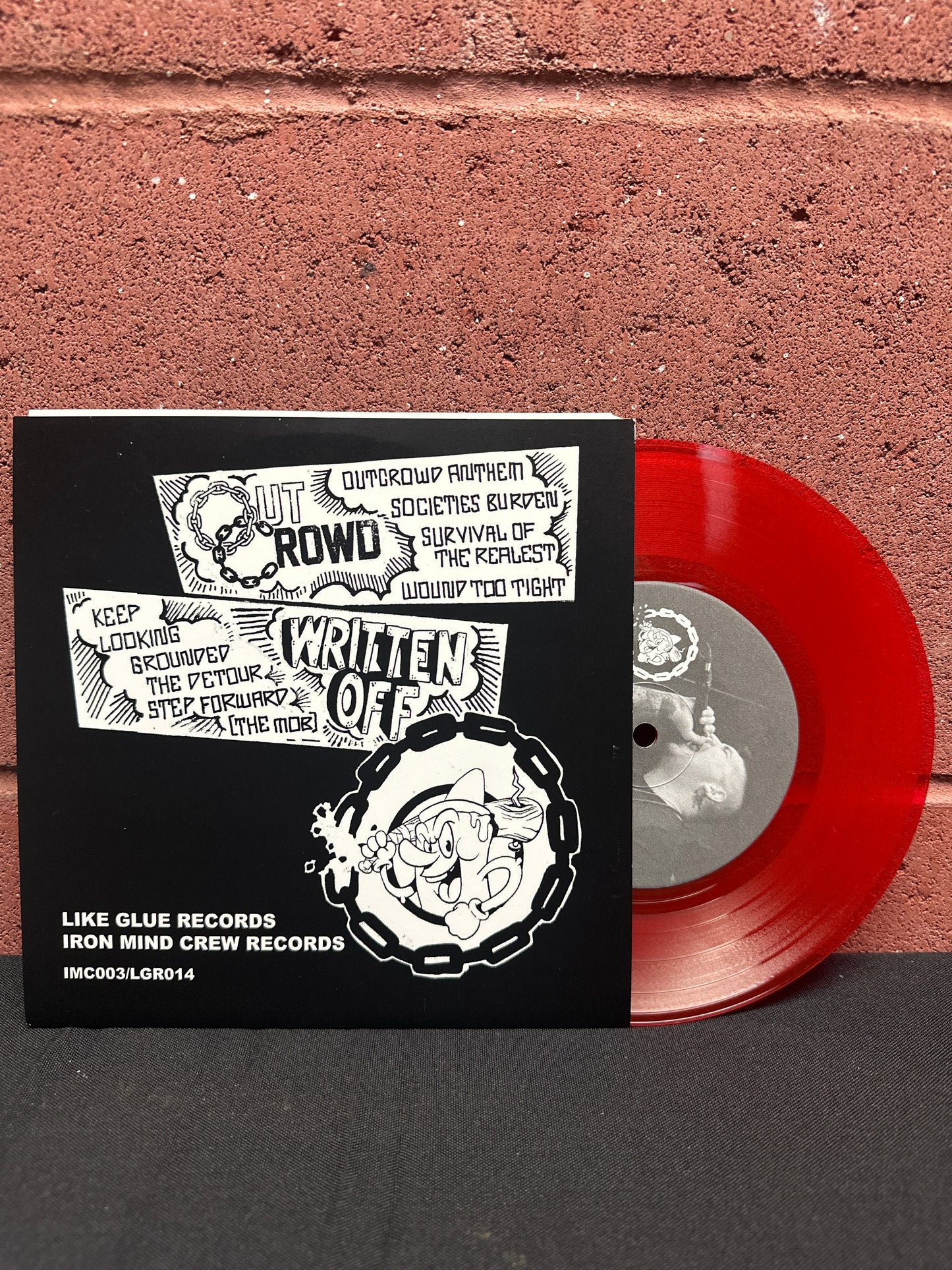 Used Vinyl:  Written Off / Out Crowd ”Out Crowd/Written Off Split” 7" (Red vinyl)