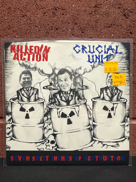 Used Vinyl:  Killed In Action / Crucial Unit ”Seven Split 7 Inches Of Destruction” 7" (Red Vinyl)