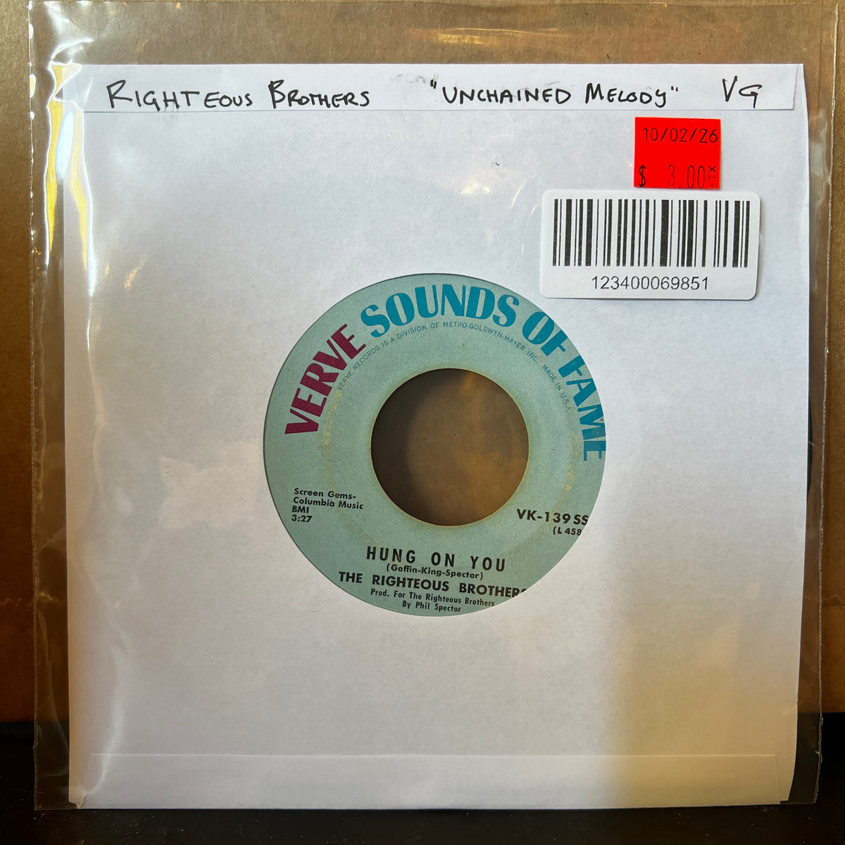 Used Vinyl: Righteous Brothers "Unchained Melody" 7"