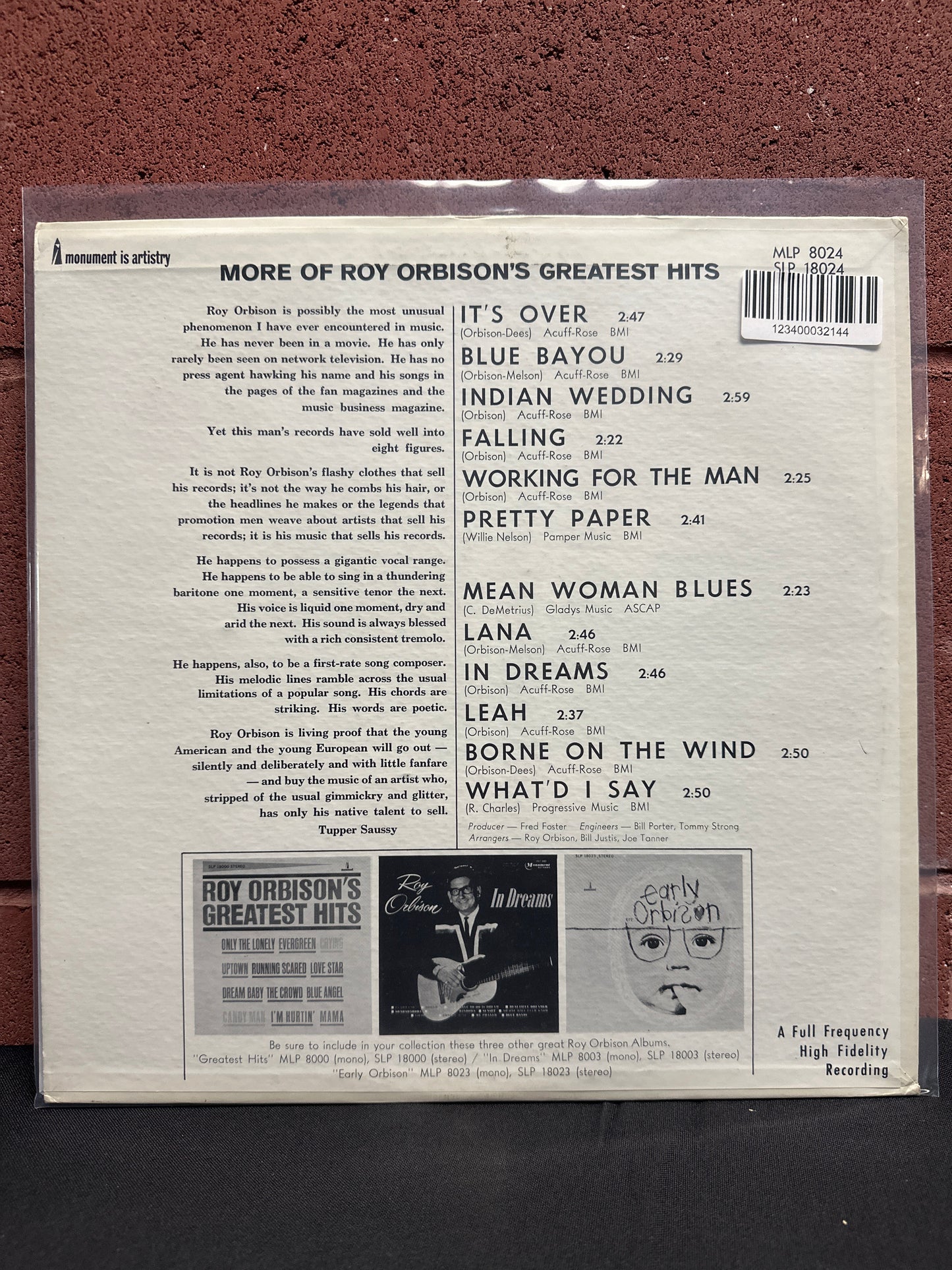 Used Vinyl:  Roy Orbison ”More Of Roy Orbison's Greatest Hits” LP