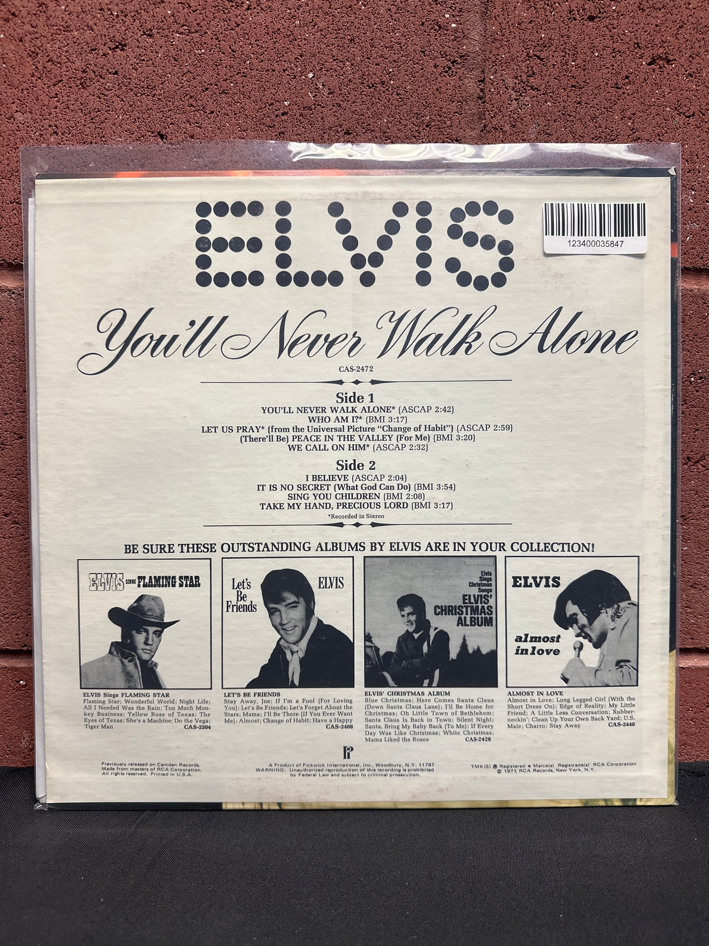 Used Vinyl:  Elvis Presley ”You'll Never Walk Alone” LP