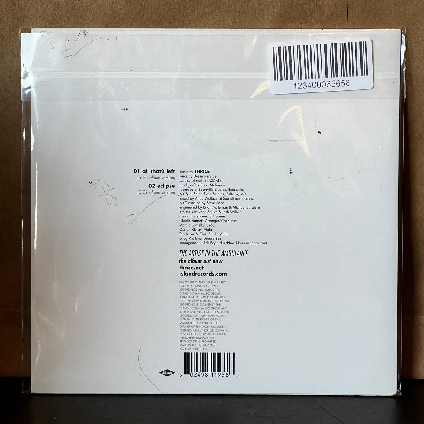 Used Vinyl: Thrice "All That's Left / Eclipse" 7" (2003 UK Issue)