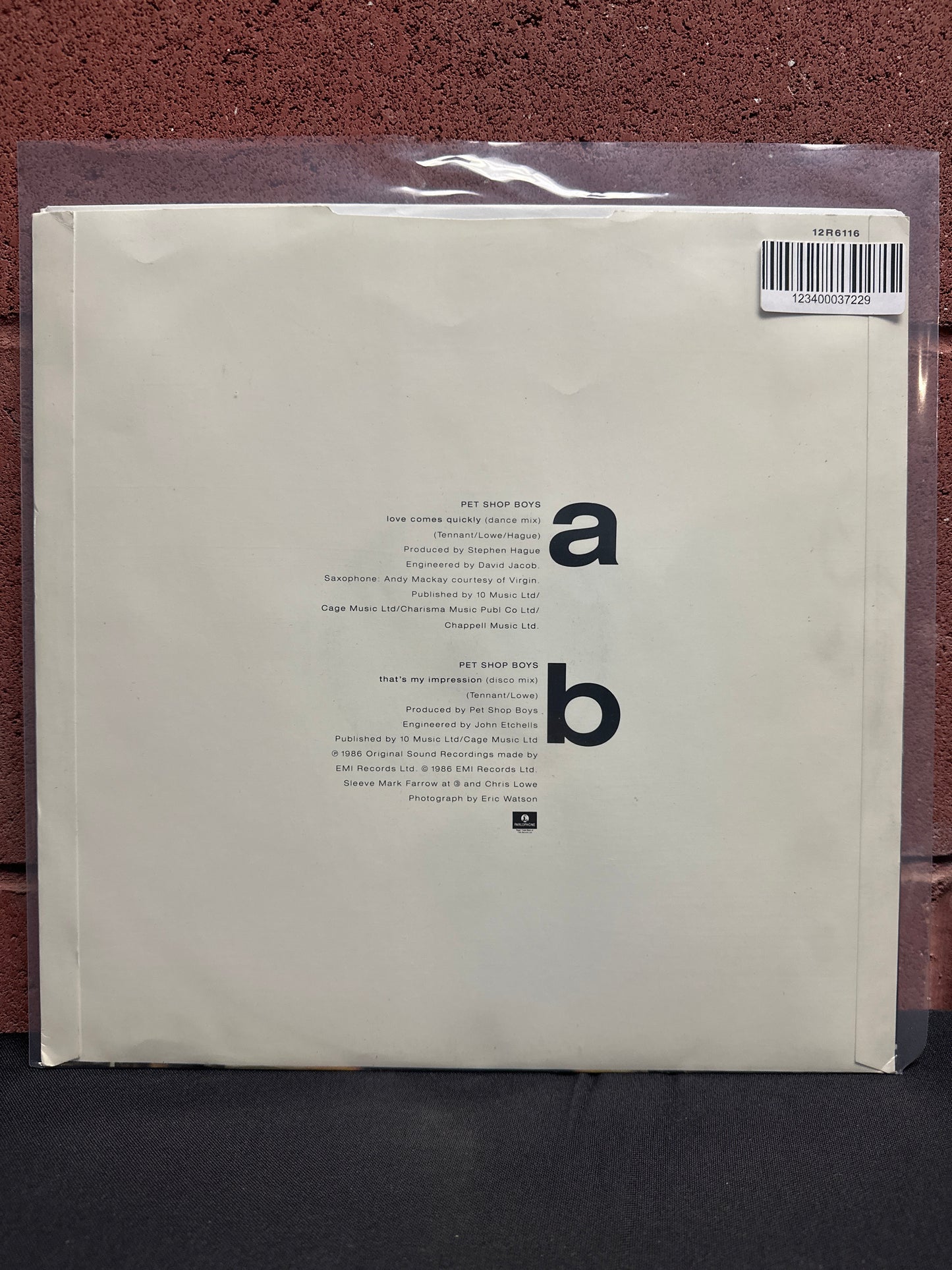 Used Vinyl:  Pet Shop Boys ”Love Comes Quickly” 12"