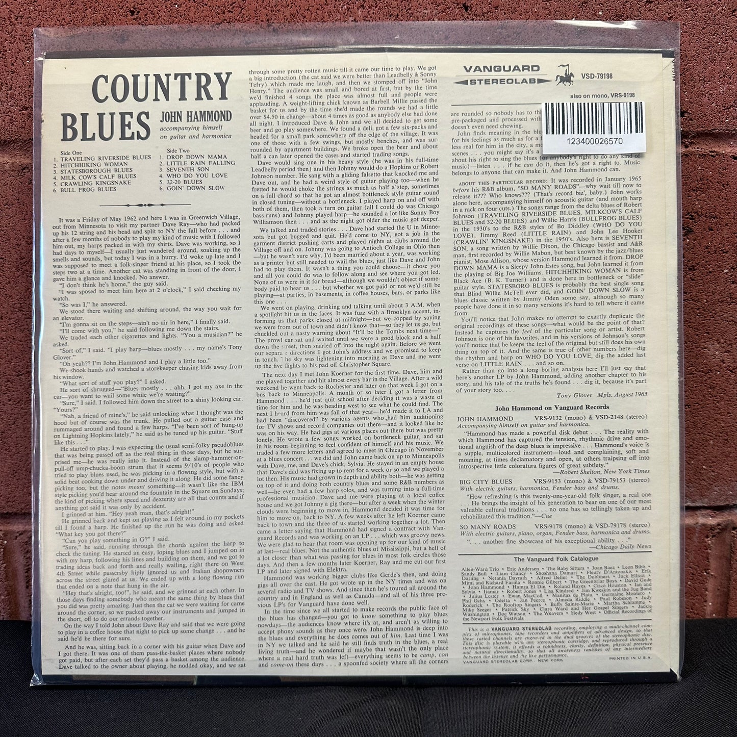 Used Vinyl:  John Paul Hammond ”Country Blues” LP