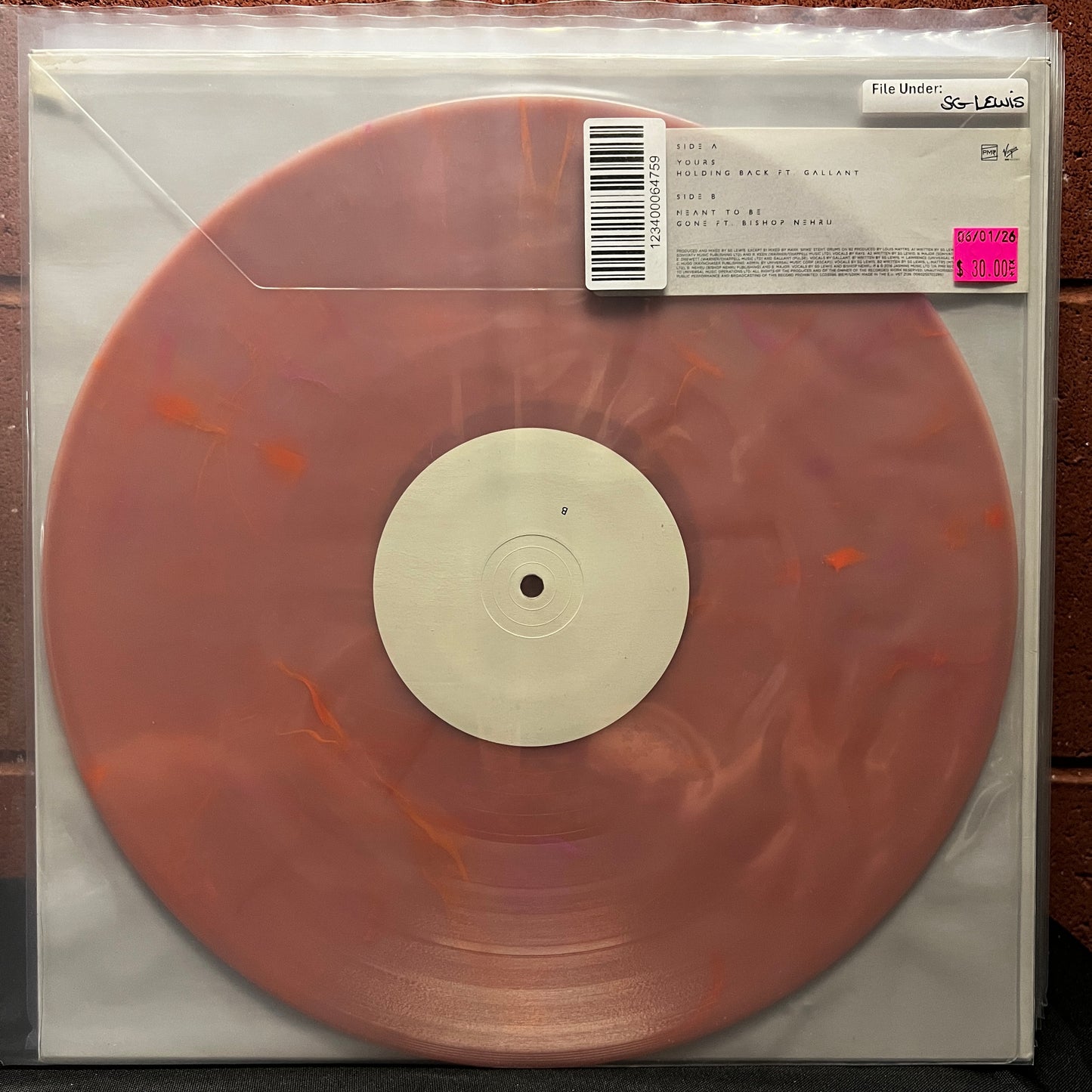 Used Vinyl: SG Lewis "Yours EP" 12" (2016 Press - Pink/Orange Marble Vinyl)