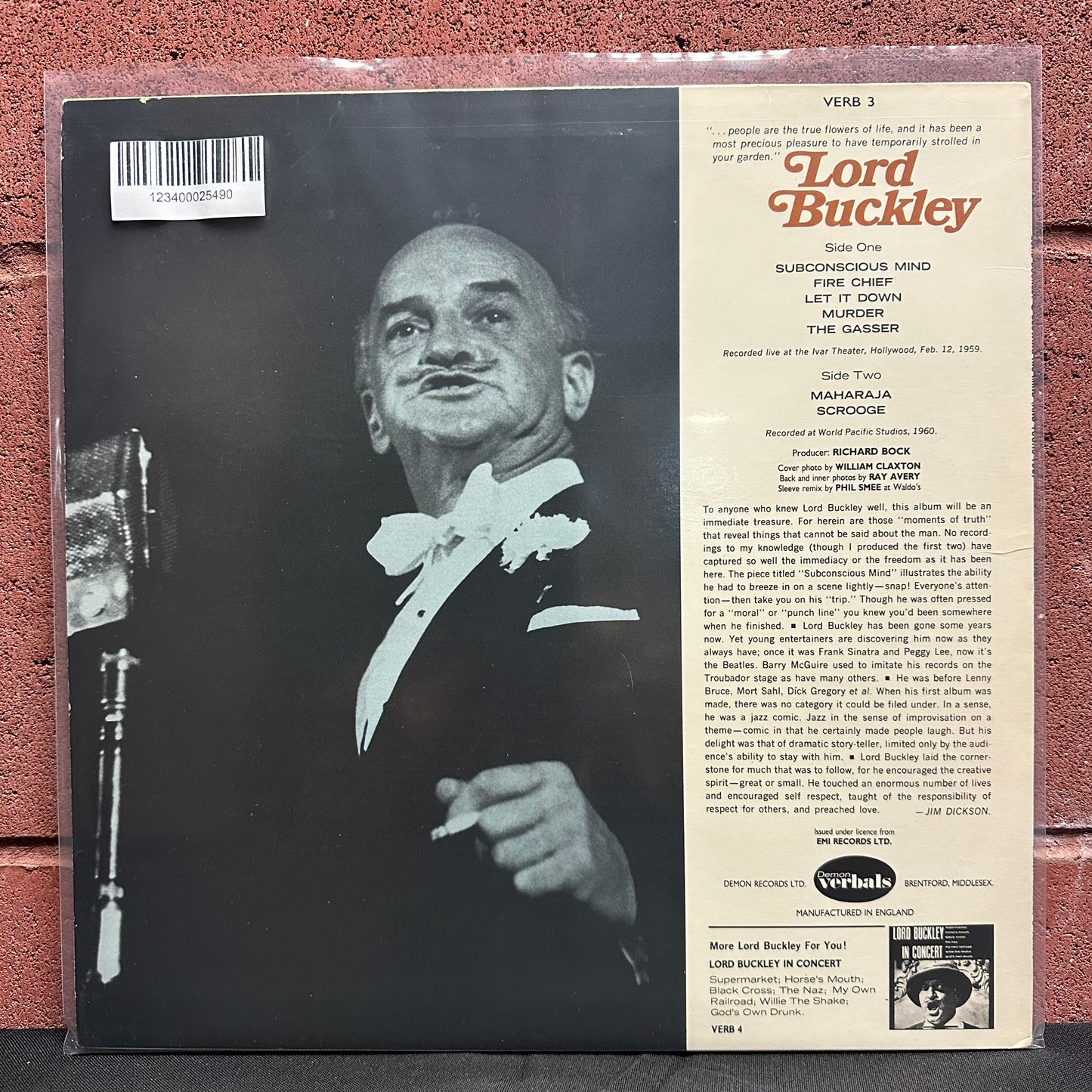 Used Vinyl:  Lord Buckley ”Blowing His Mind (And Yours Too)” LP