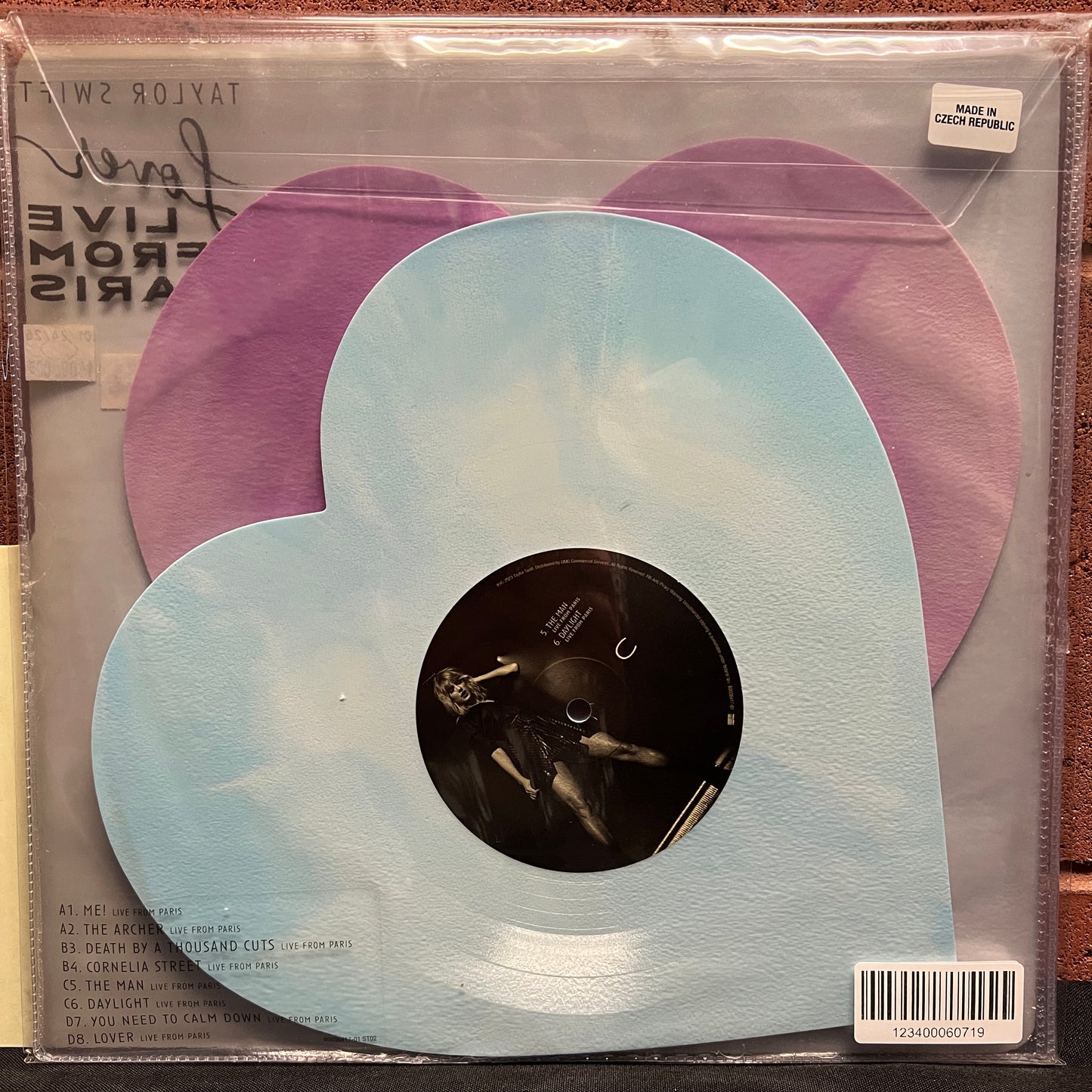 Used Vinyl: Taylor Swift ‎"Lover (Live From Paris)" 2xLP (2023 Press - Heart Shaped Pink & Blue Marble Vinyl)