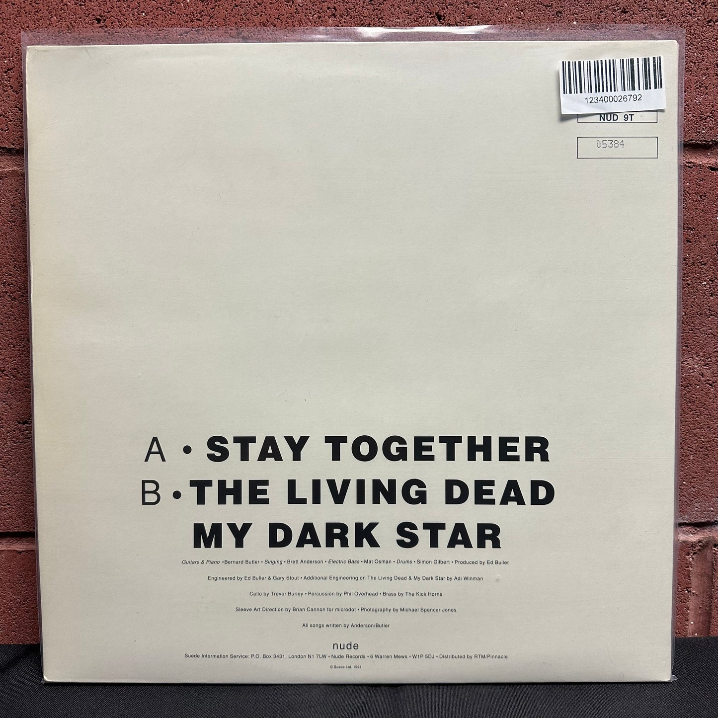 Used Vinyl:  Suede ”Stay Together” 12"