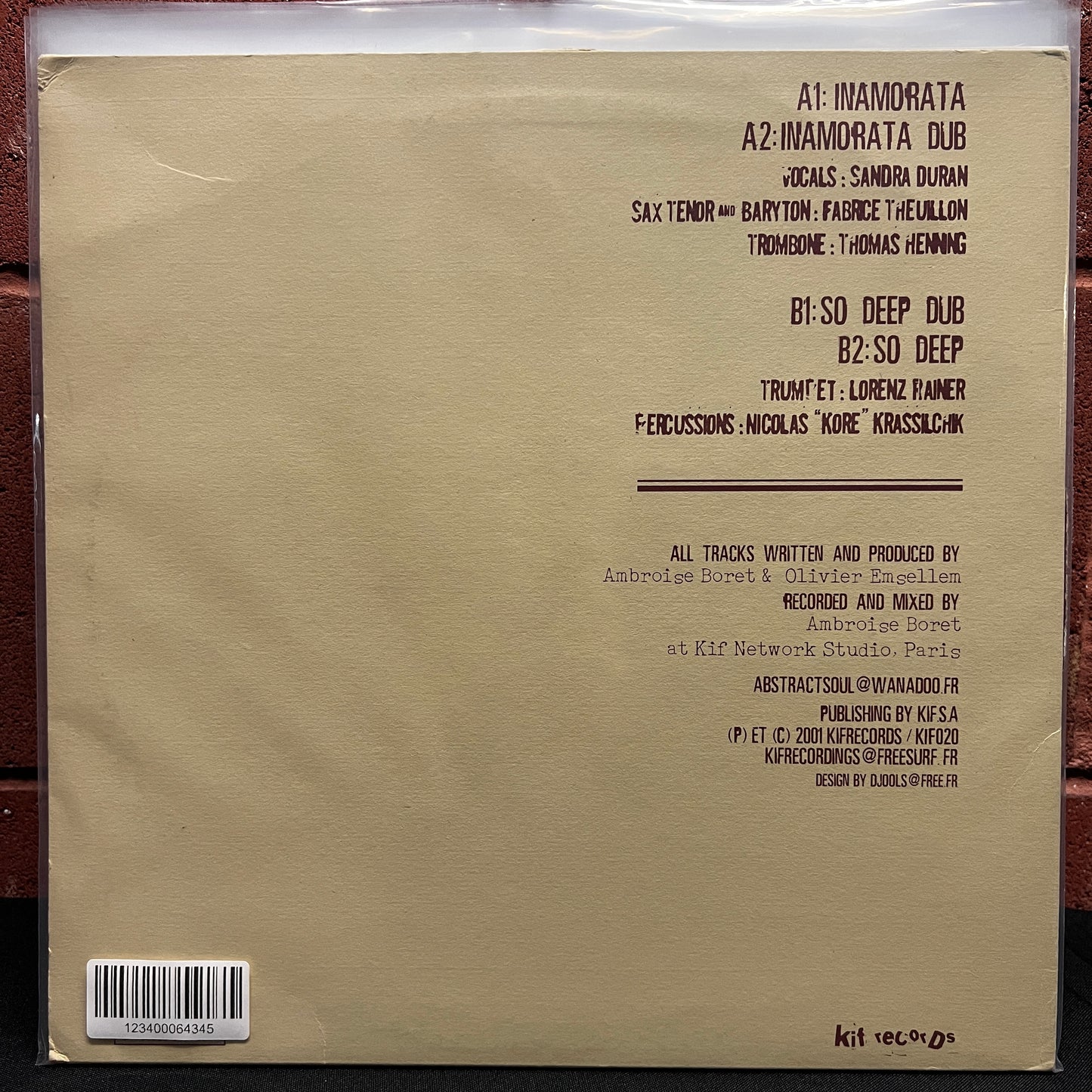 Used Vinyl: Abstract Soul ‎"Inamorata" 12" Single (French press)