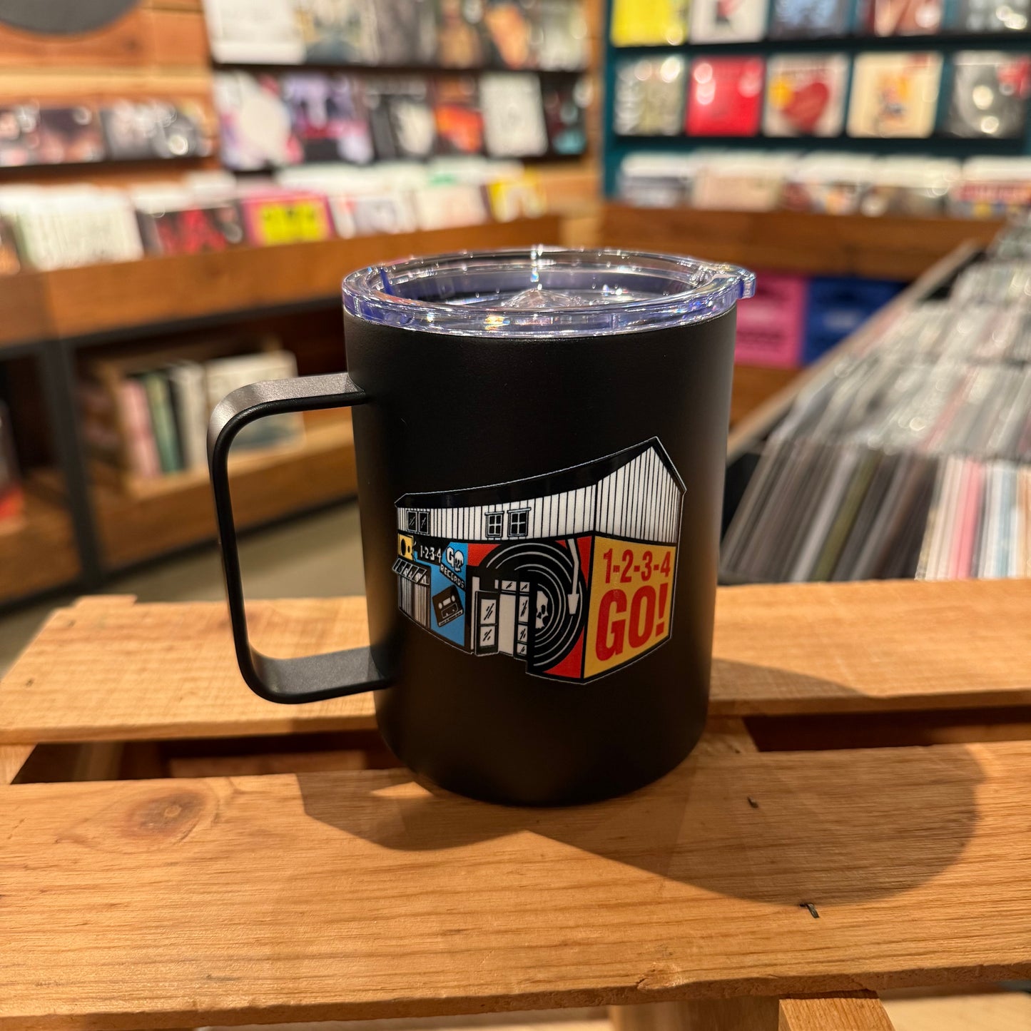 1-2-3-4 Go! Records "Tiny Store" Coffee Mug (Insulated Stainless Steel)