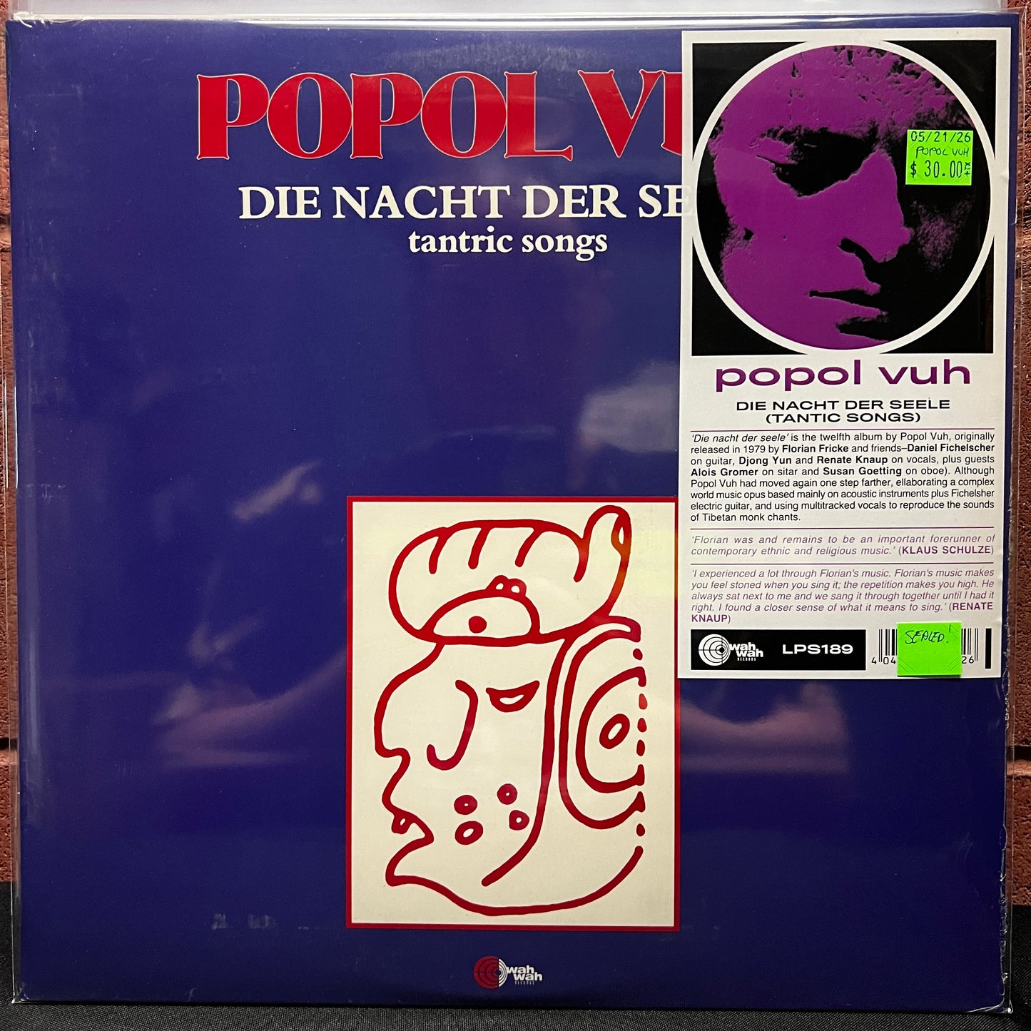 Used Vinyl: Popol Vuh "Die Nacht Der Seele - Tantric Songs" LP (Sealed 2017 Spanish pressing)