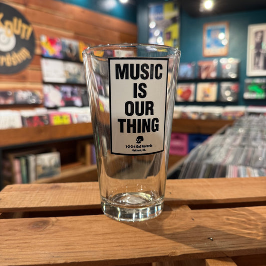 1-2-3-4 Go! Records "Music Is Our Thing" Pint Glass