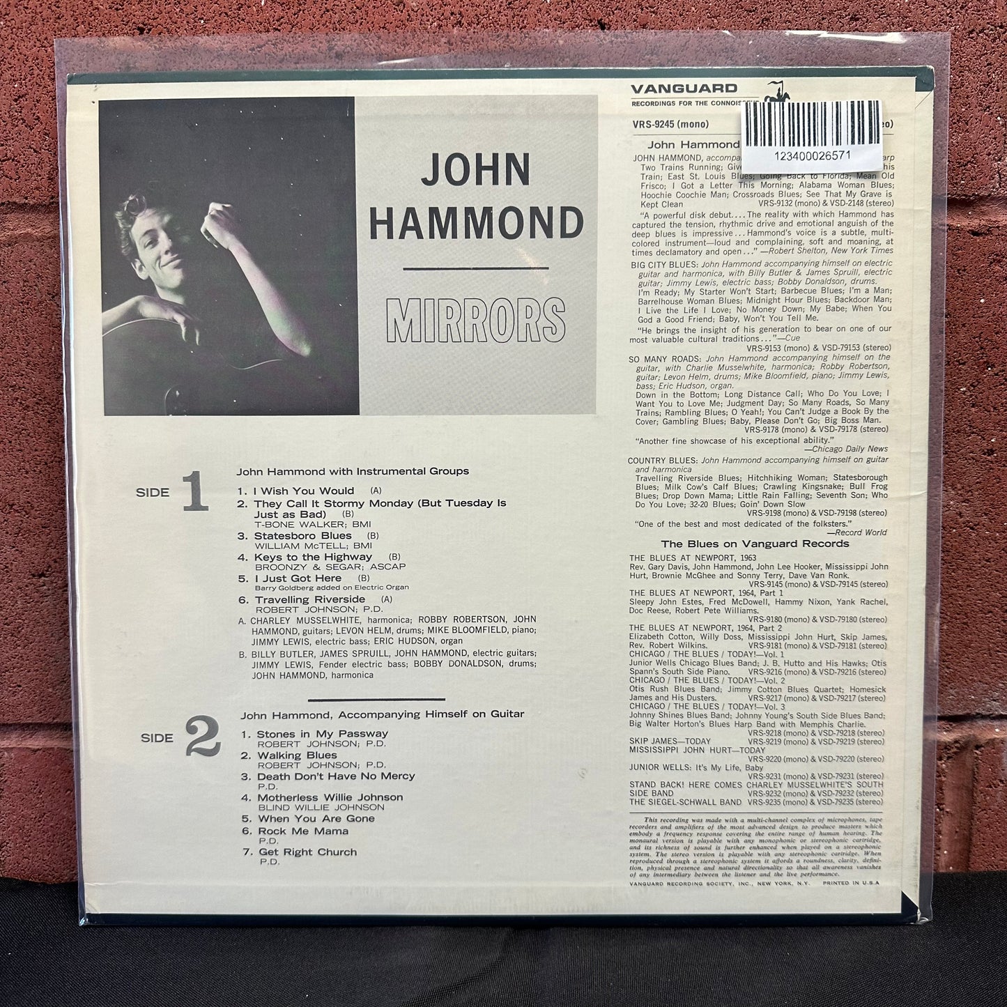 Used Vinyl:  John Paul Hammond ”Mirrors” LP