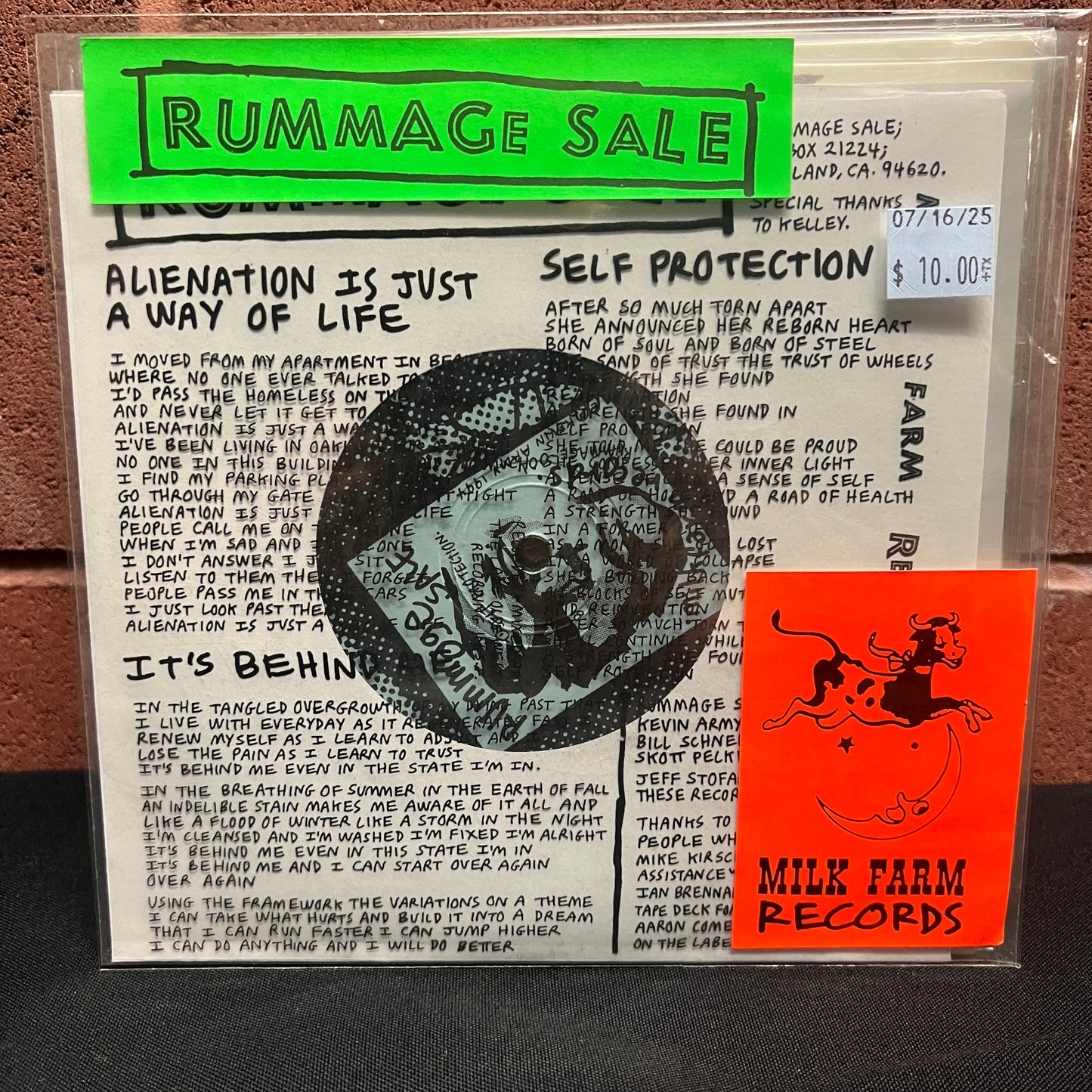Used Vinyl: Rummage Sale "Alienation Is Just A Way Of Life" 7" (Clear vinyl)