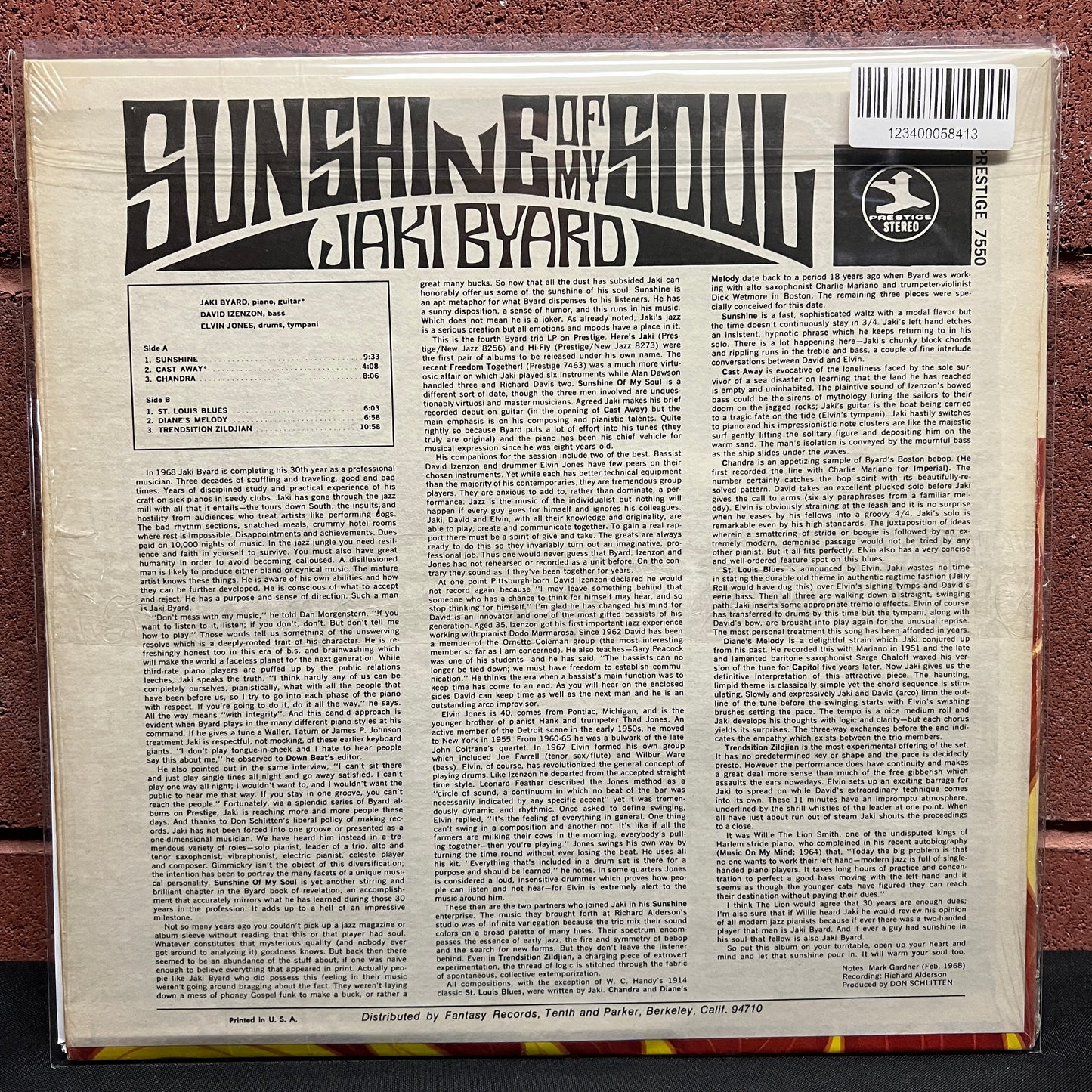 Used Vinyl: Jaki Byard Trio "Sunshine of My Soul" LP (1972 pressing, Open in shrink)