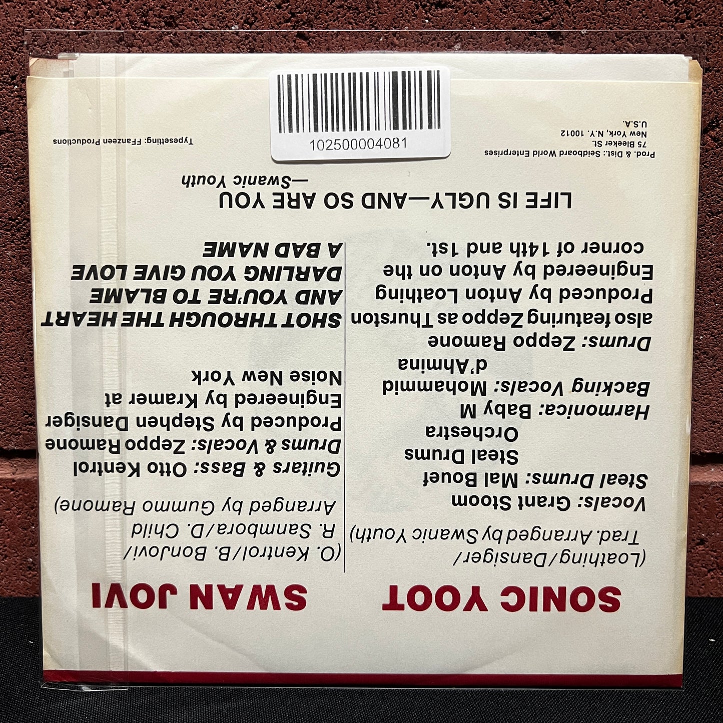 Used Vinyl: Swanic Youth "Sonic Yoot / Swan Jovi" 7" (1987 US Press)
