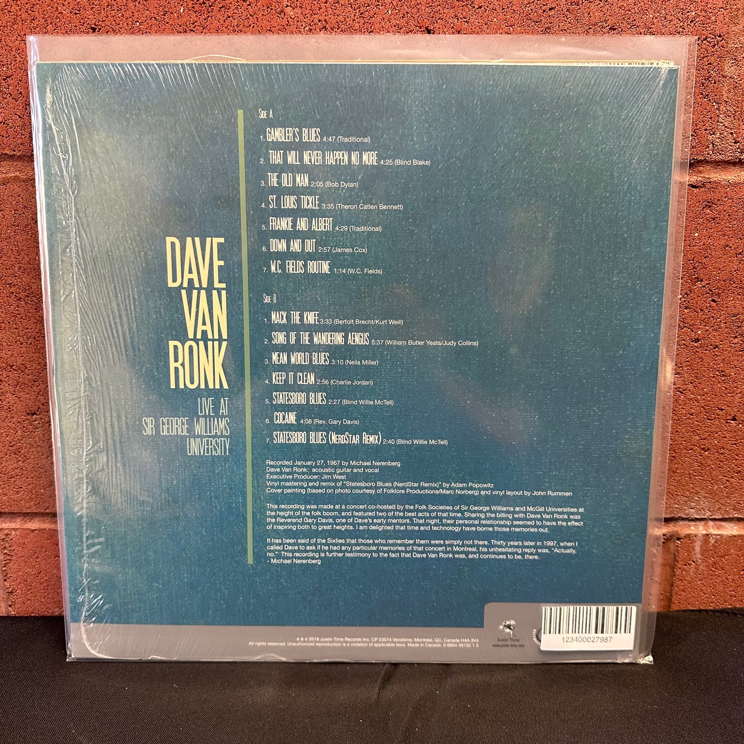 Used Vinyl:  Dave Van Ronk ”Live At Sir George Williams University” LP