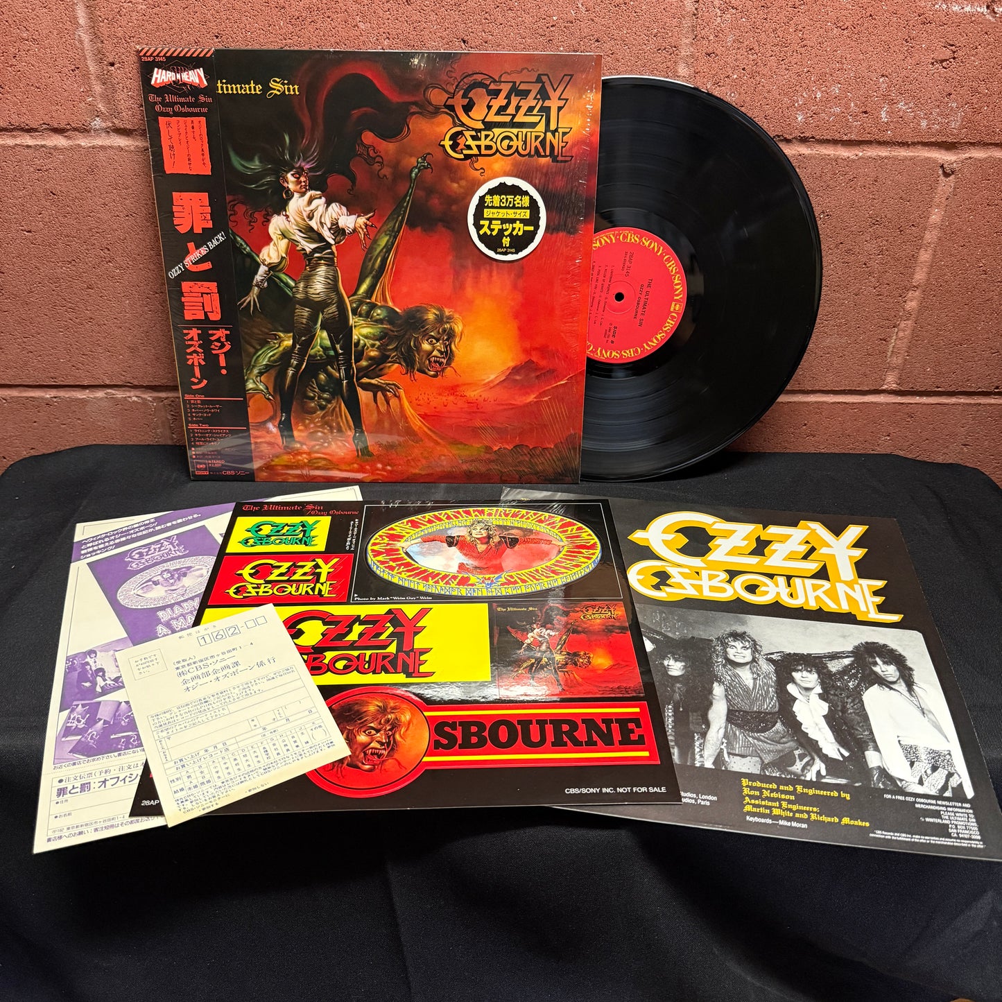 Used Vinyl: Ozzy Osbourne "The Ultimate Sin" LP (1986 Japanese Issue in shrink w/ Sticker sheet!)