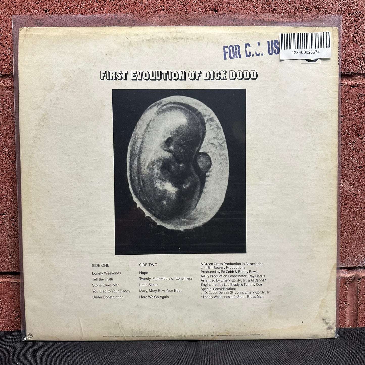 Used Vinyl:  Dick Dodd ”The First Evolution Of Dick Dodd” LP (Promo)