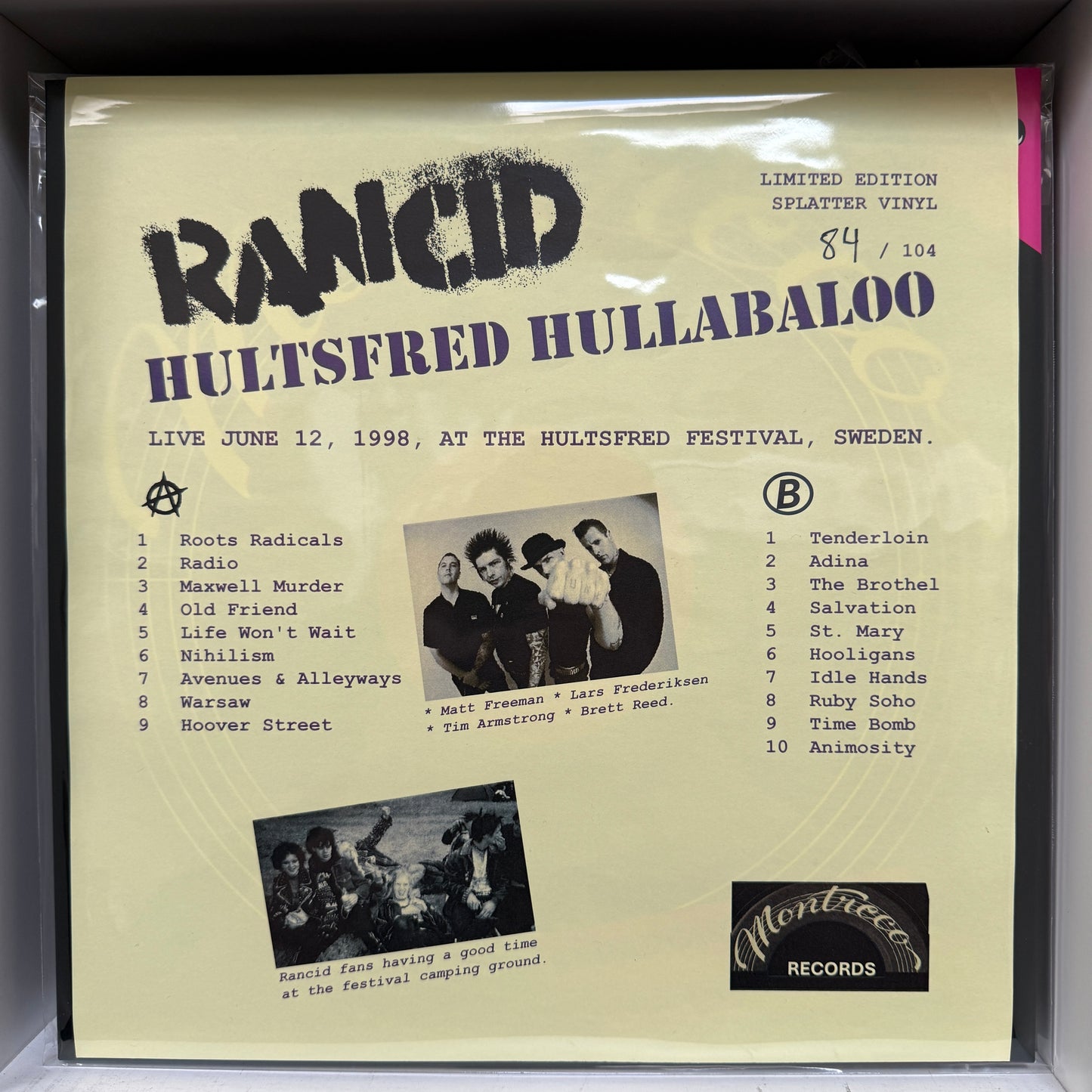 Used Vinyl: Rancid "Hultsfred Hullabaloo" LP (2025 Color Vinyl Press)