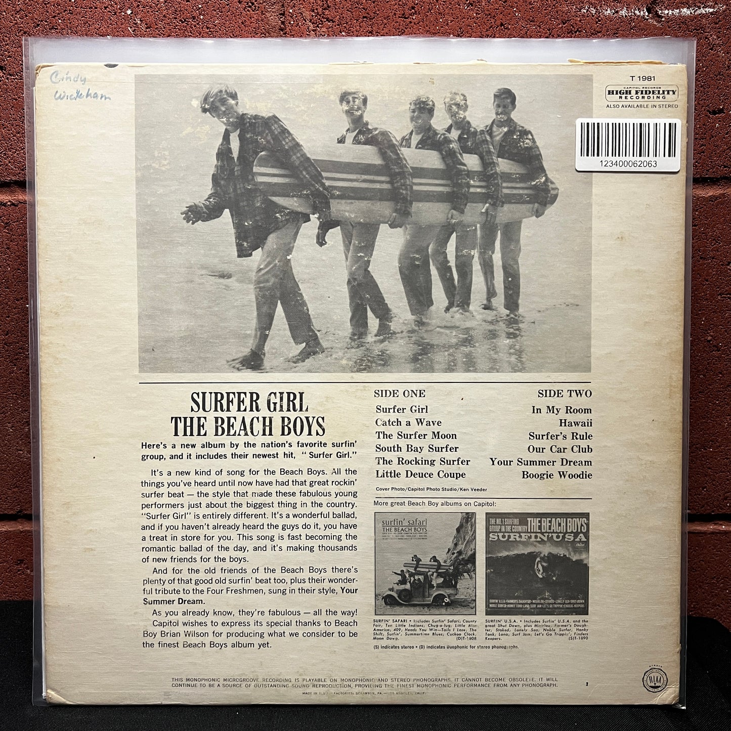 Used Vinyl: Beach Boys "Surfer Girl" LP (1963 mono pressing)