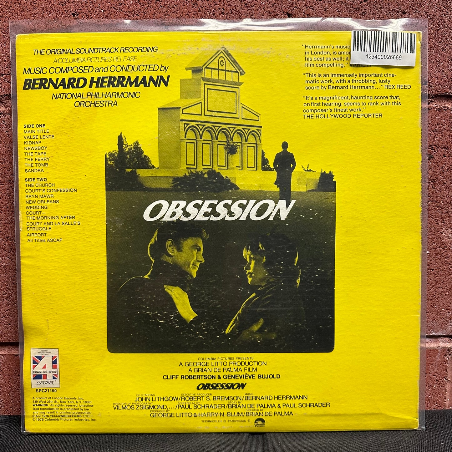 Used Vinyl:  Bernard Herrmann ”Obsession (The Original Soundtrack Recording)” LP