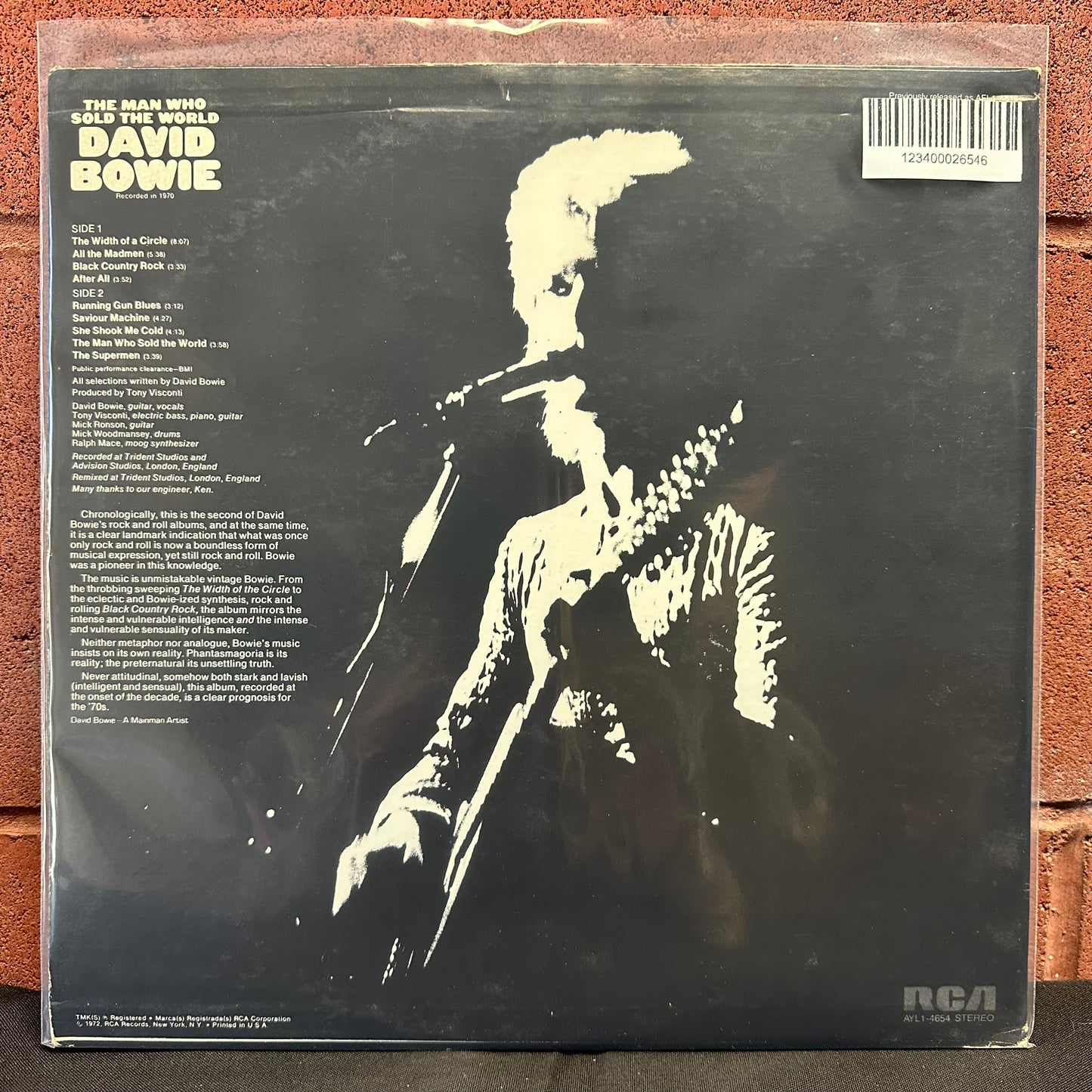 Used Vinyl:  David Bowie ”The Man Who Sold The World” LP