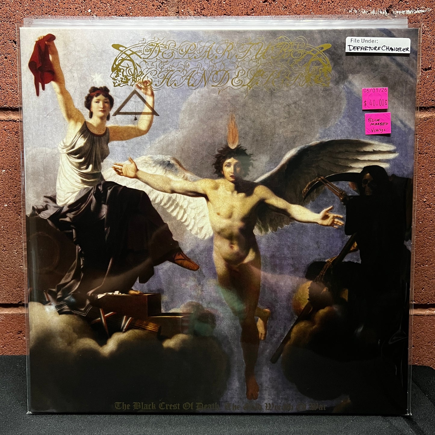 Used Vinyl: Departure Chandelier "The Black Crest Of Death, The Gold Wreath Of War" LP (Blue marbled vinyl)