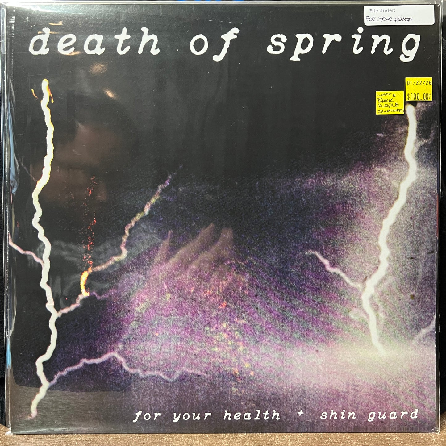Used Vinyl: For Your Health / Shin Guard ‎"Death of Spring" LP (2019 Press - White, Black & Purple Swatch Vinyl)