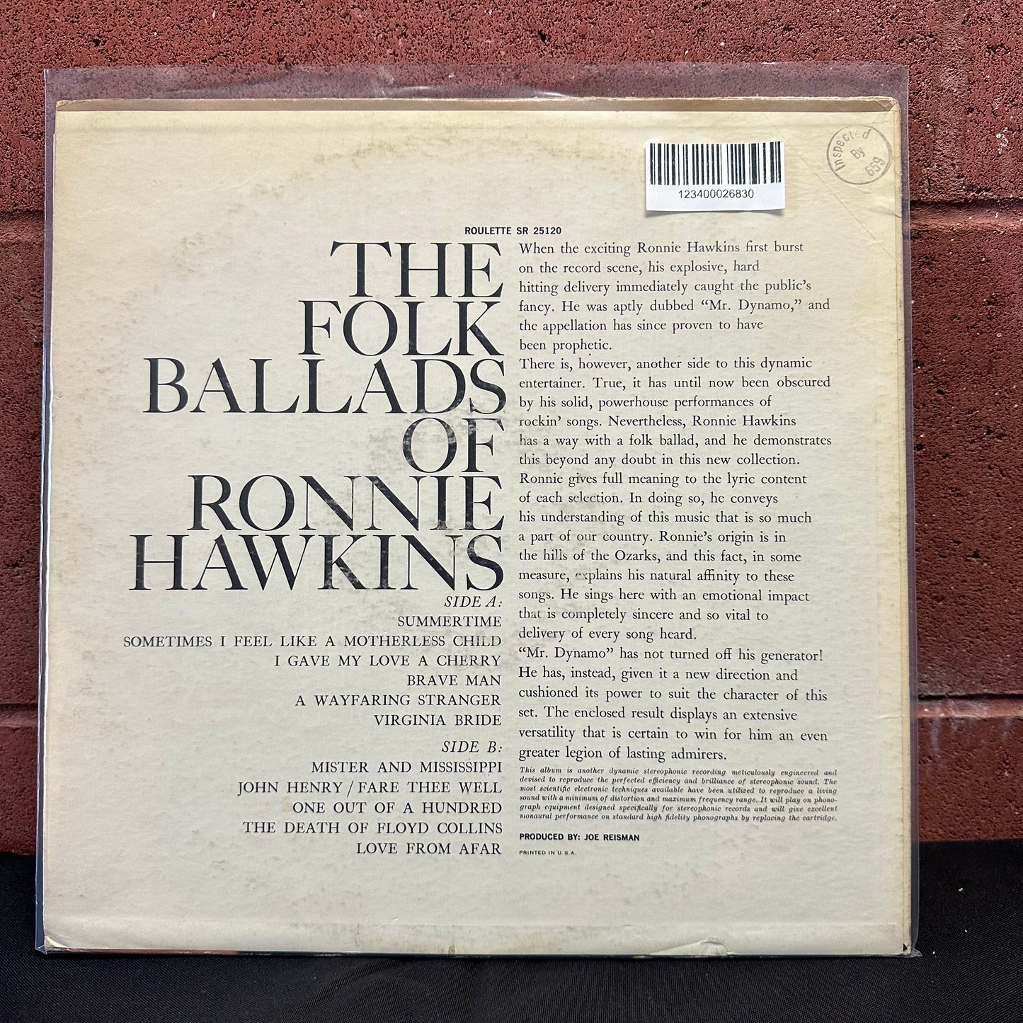 Used Vinyl:  Ronnie Hawkins ”The Folk Ballads Of Ronnie Hawkins” LP