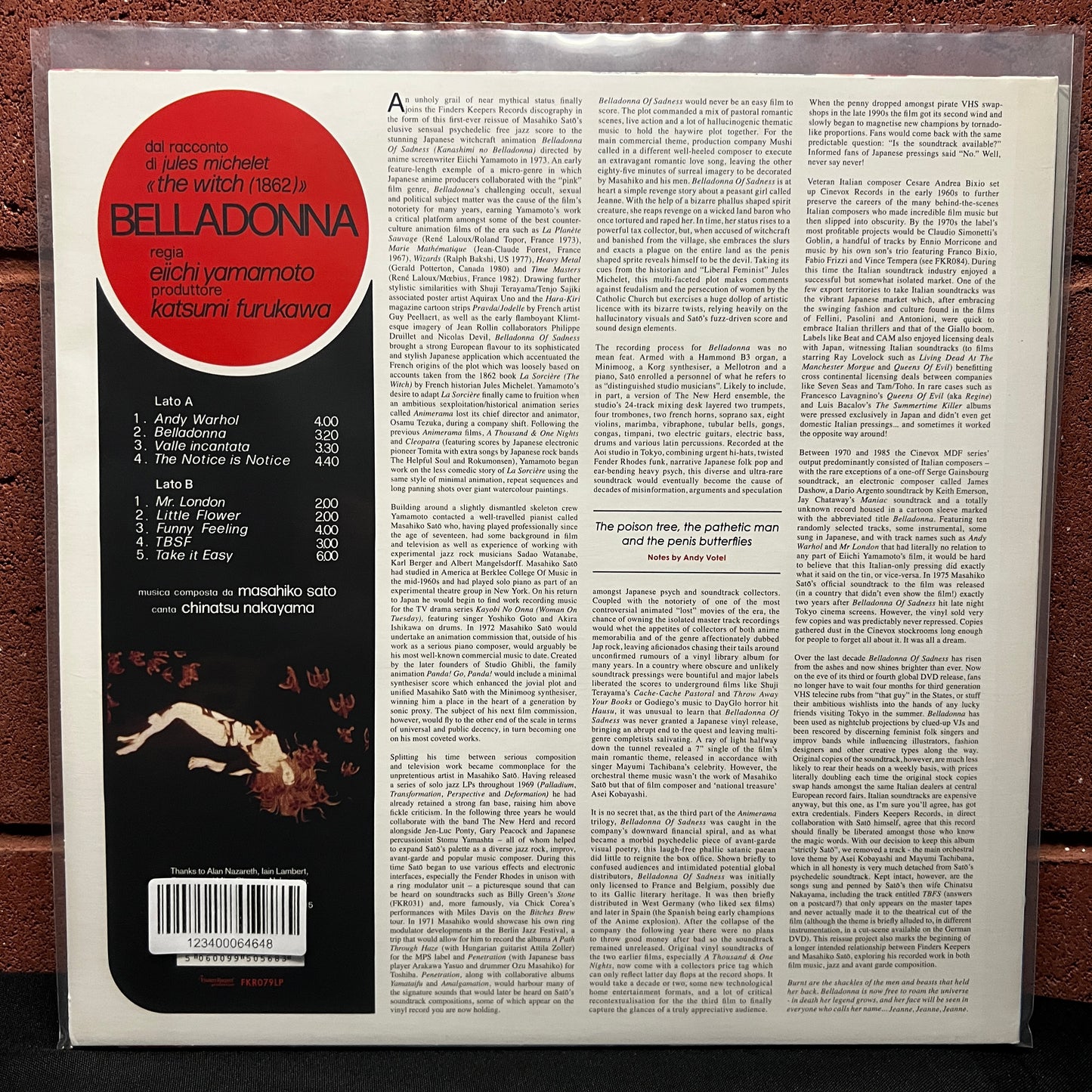 Used Vinyl: Masahiko Sato "Belladonna (Of Sadness) (Soundtrack)" LP (2015 Press)