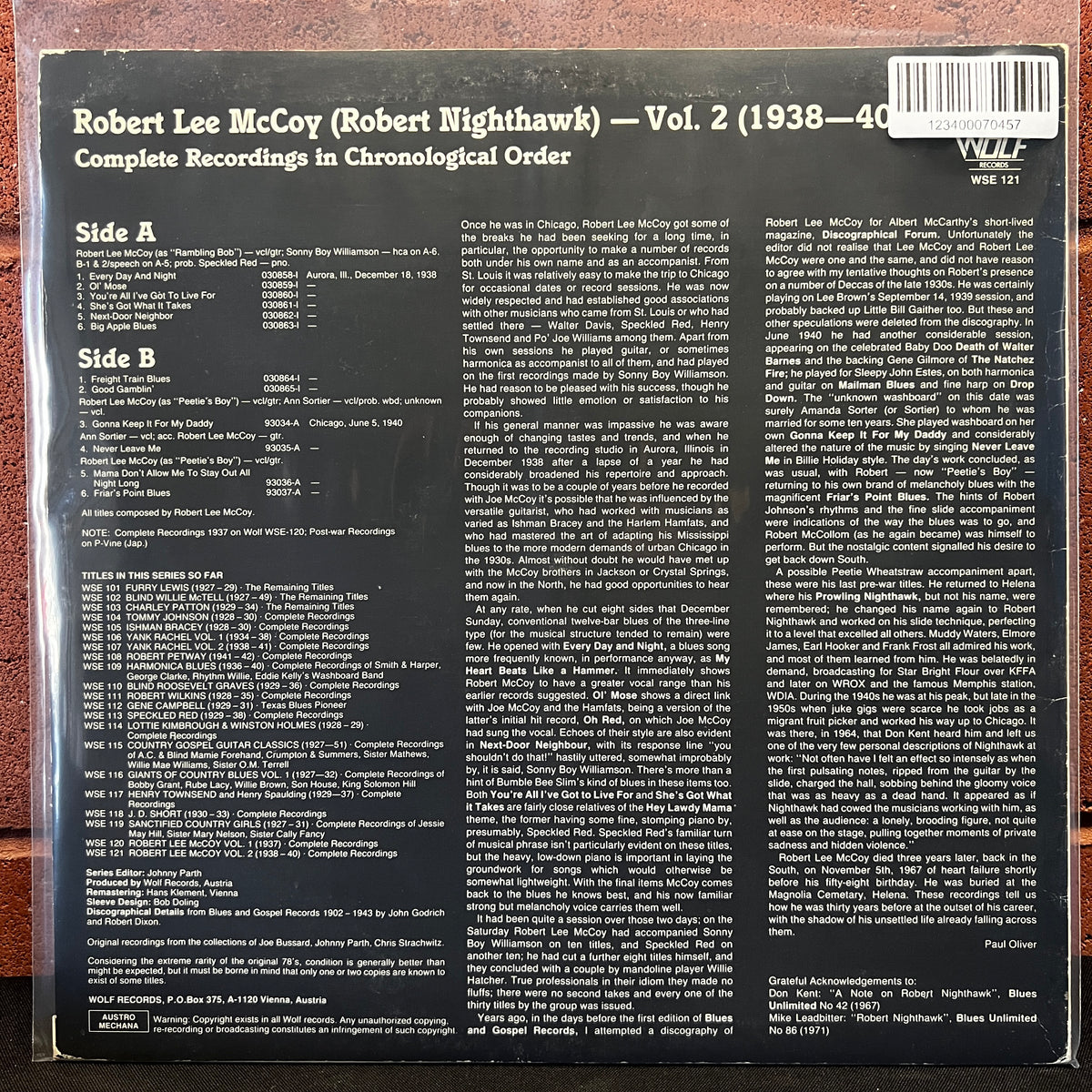 Used Vinyl: Robert Lee McCoy "Vol. 2 (1938-40: Complete Recordings In Chronological Order" LP (Austrian Press)