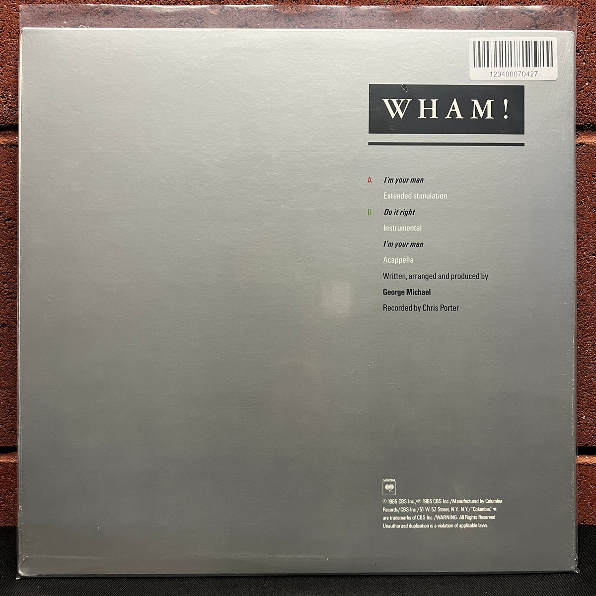 Used Vinyl: Wham! "I'm Your Man" 12" (1985 Press - Sealed)