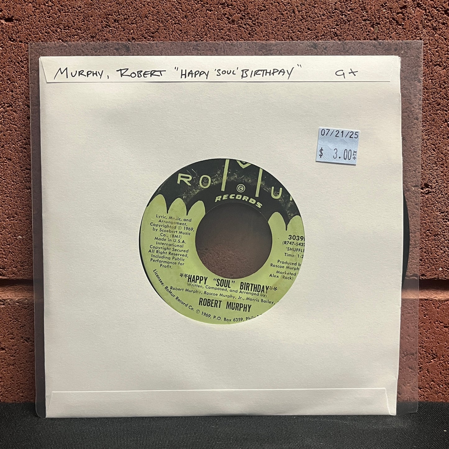 Used Vinyl: Robert Murphy "Happy 'Soul' Birthday" 7"