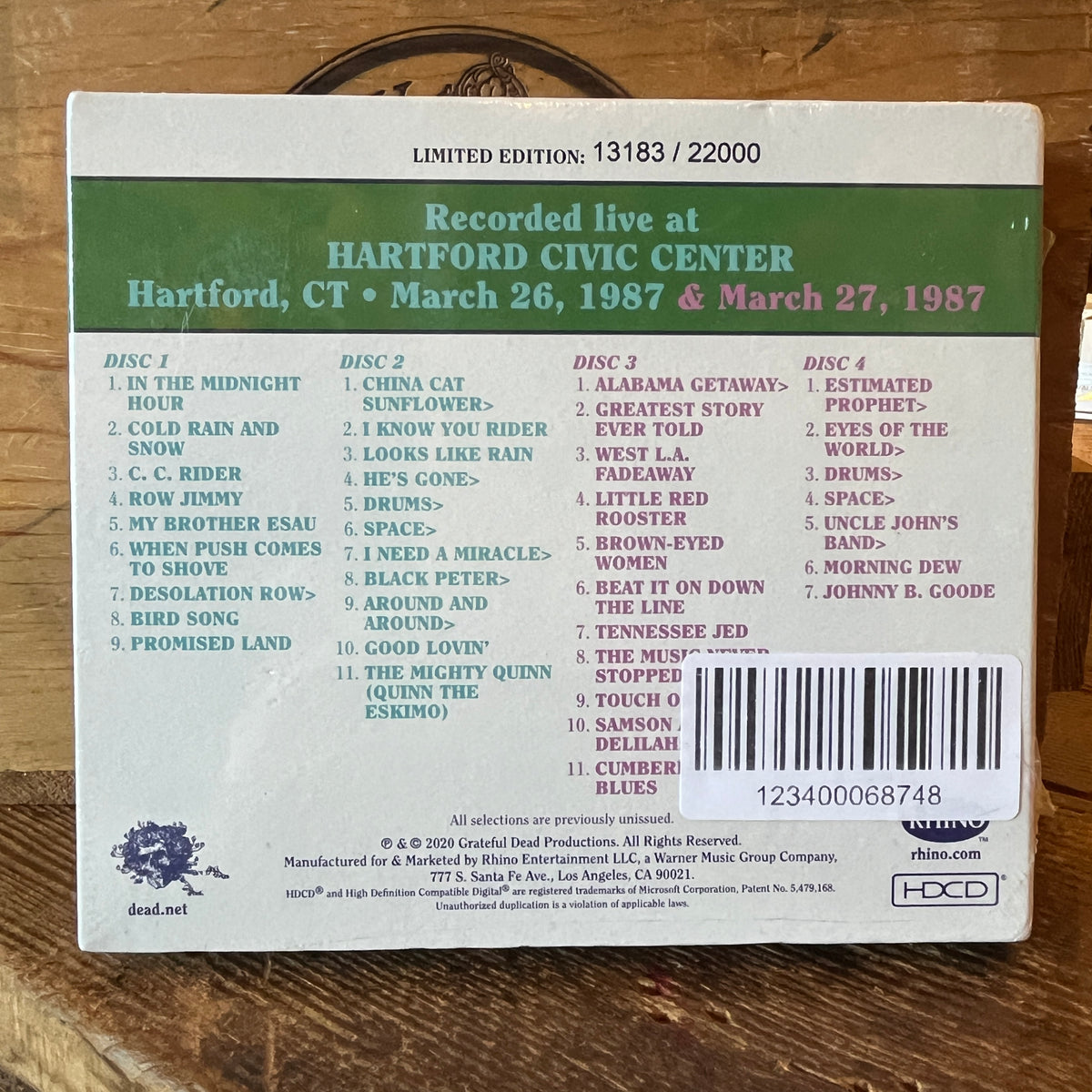Used CD: Grateful Dead " Dave's Picks, Volume 36 (Hartford Civic Center, Hartford, CT 3/26/87 & 3/27/87)" 4xCD Set (2020 Press - Sealed)