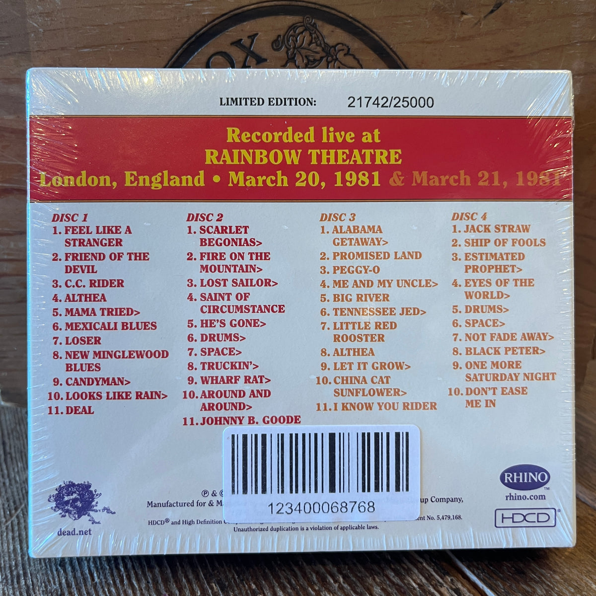 Used CD: Grateful Dead "Dave's Picks, Volume 56 (Rainbow Theatre, London, England 3/20/81 & 3/21/81)" 4xCD Set (2025 Press - Sealed)