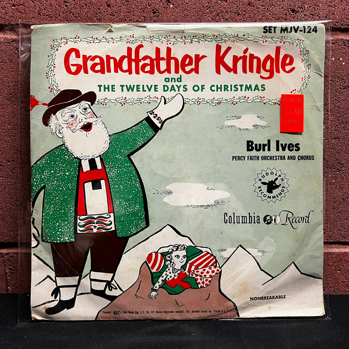 Used Vinyl: Burl Ives, Percy Faith Orchestra "Grandfather Kringle and the Twelve Days of Christmas" 10" (1951 pressing 78rpm)