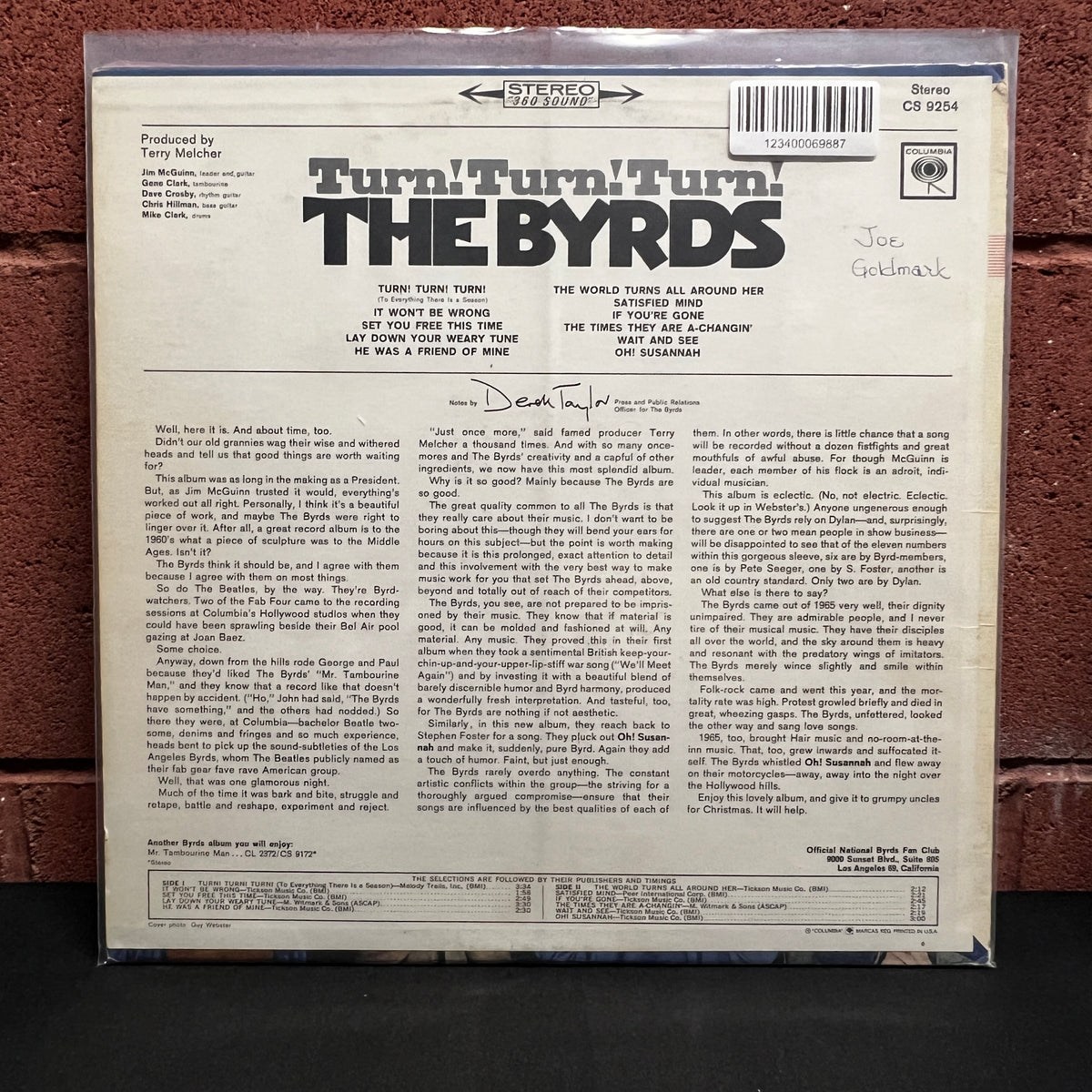 Used Vinyl: Byrds "Turn! Turn! Turn!" LP (Mid/Late 60's Stereo Press, 2-Eye Columbia labels)
