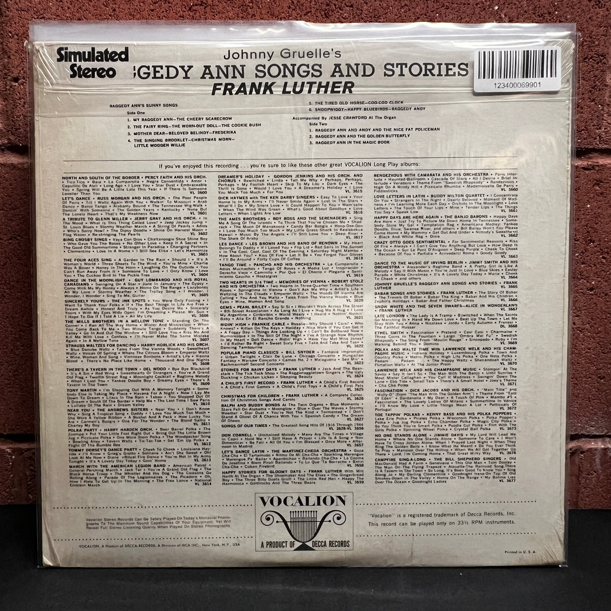 Used Vinyl: Frank Luther "Johnny Gruelle's Raggedy Ann Songs And Stories" LP (In Open Shrink)