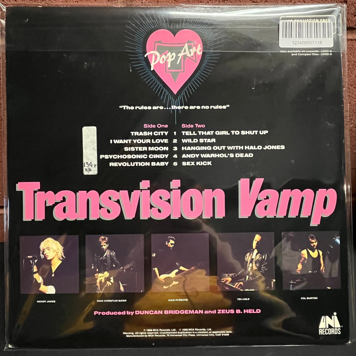 Used Vinyl: Transvision Vamp ‎"Pop Art" LP (1988 Press)