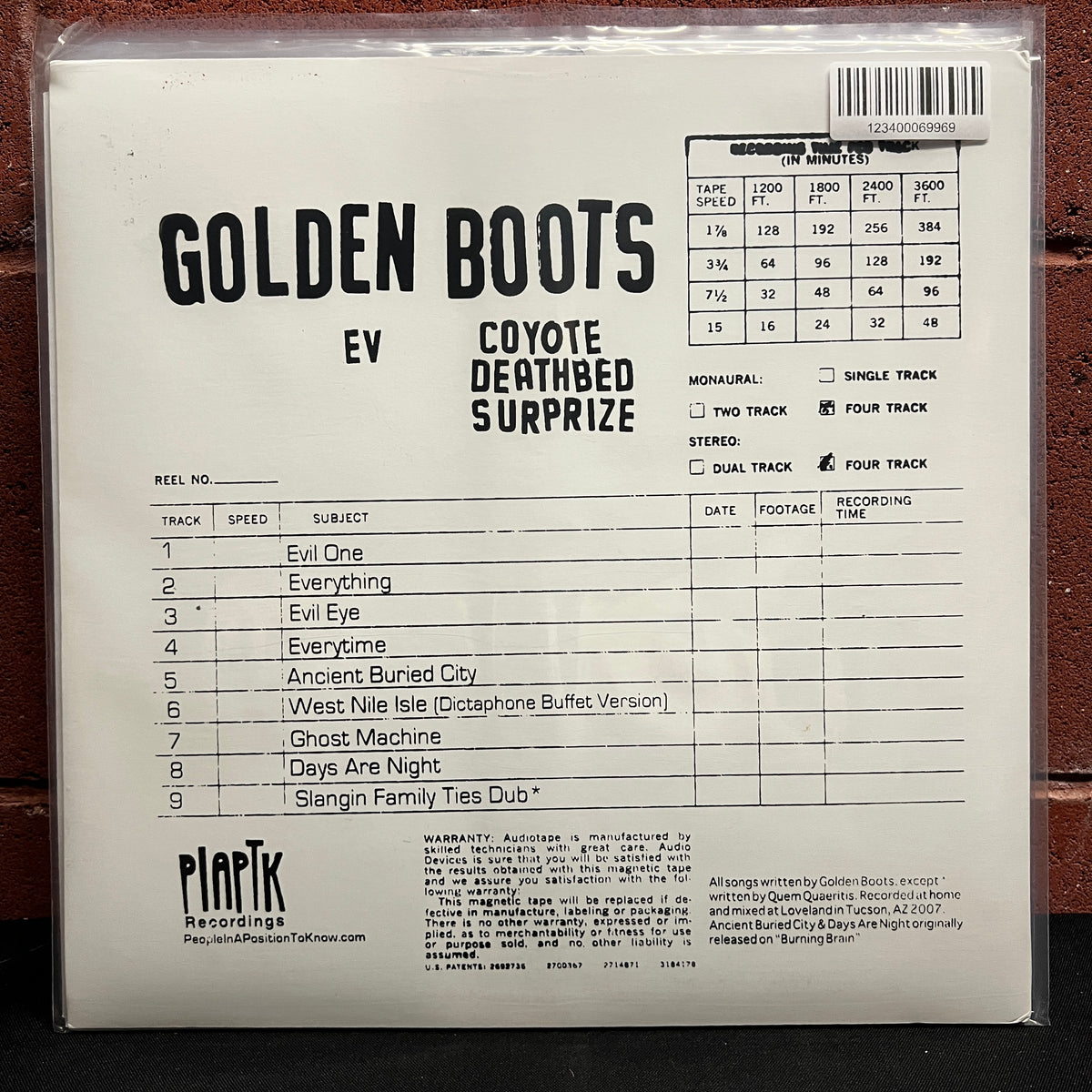Used Vinyl: Golden Boots "EV / Coyote Deathbed Surprise" LP (Blue vinyl)