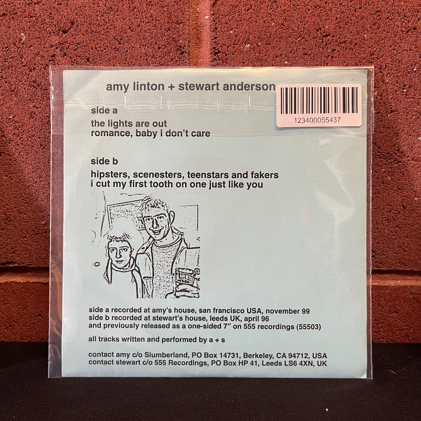 Used Vinyl: Amy Linton + Stewart Anderson "The Lights Are Out" 7" (Blue Sleeve)