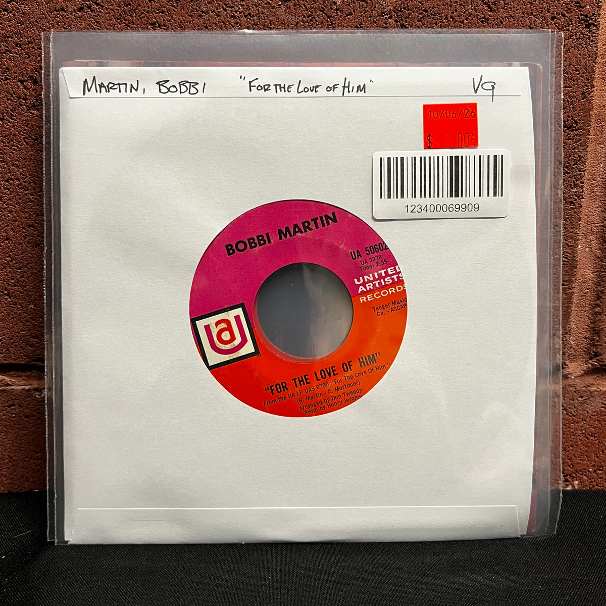 Used Vinyl: Bobbi Martin "For the Love of Him" 7"