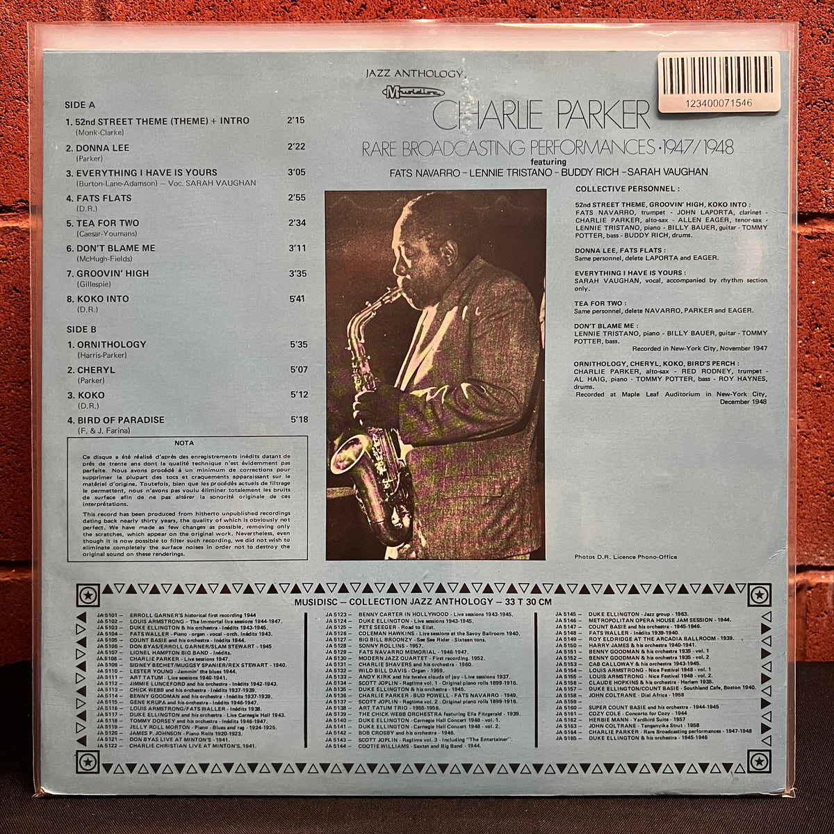 Used Vinyl: Charlie Parker ‎"Rare Broadcasting Performances 1947/1948" LP (1975 Press)