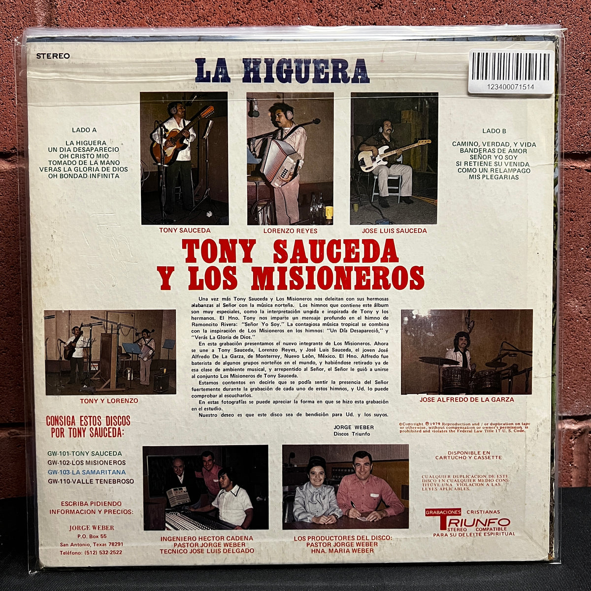 Used Vinyl: Tony Sauceda & Los Misioneros "La Higuera" LP (1979 Press)