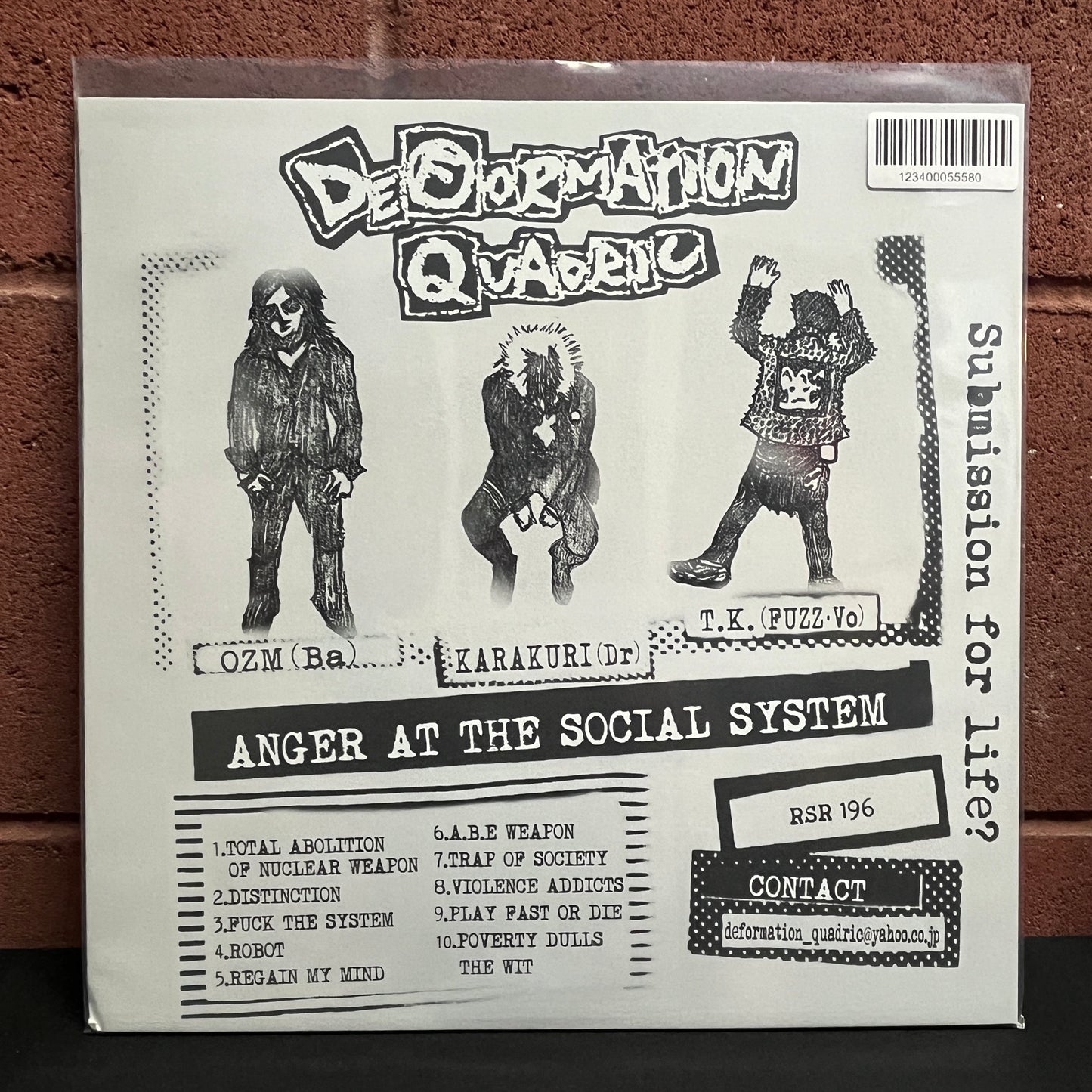 Used Vinyl: Deformation Quadric ”Anger At The Social System” LP (White Vinyl)